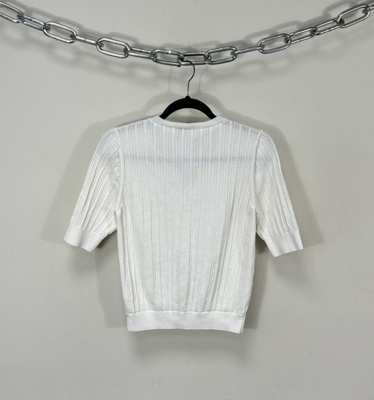 Gran Sasso Gran Sasso 1952 White Knitted V-Neck Short Sleeve Sweater Size L / US 10 / IT 46 - 15 Thumbnail