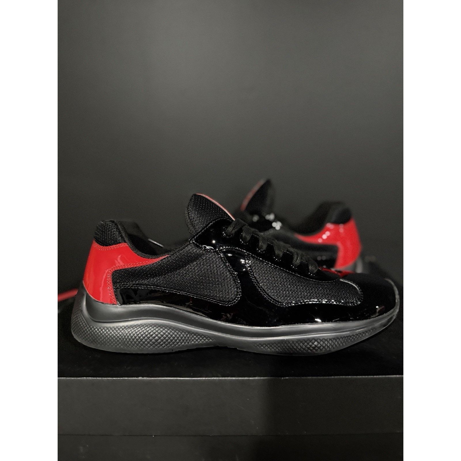 Prada Size 7UK/8-8.5m PRADA Cup Black & Red Patent Leather Og All Size US 8 / EU 41 - 1 Thumbnail