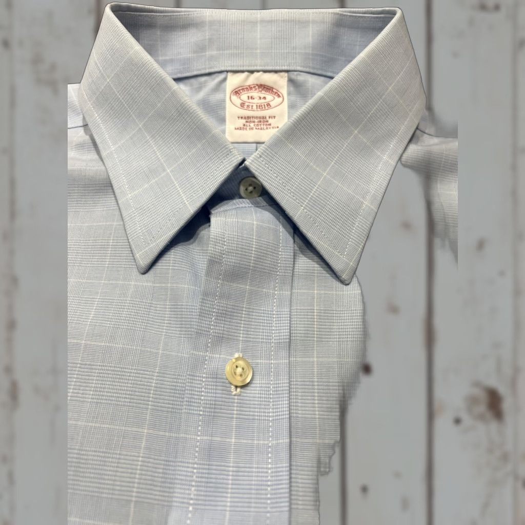 Brooks Brothers VINTAGE Brooks Brothers Dress Shirt Men Regular Fit Long Sleeve Blue Check 16-34 Non-Iron Size US L / EU 52-54 / 3 - 1 Thumbnail