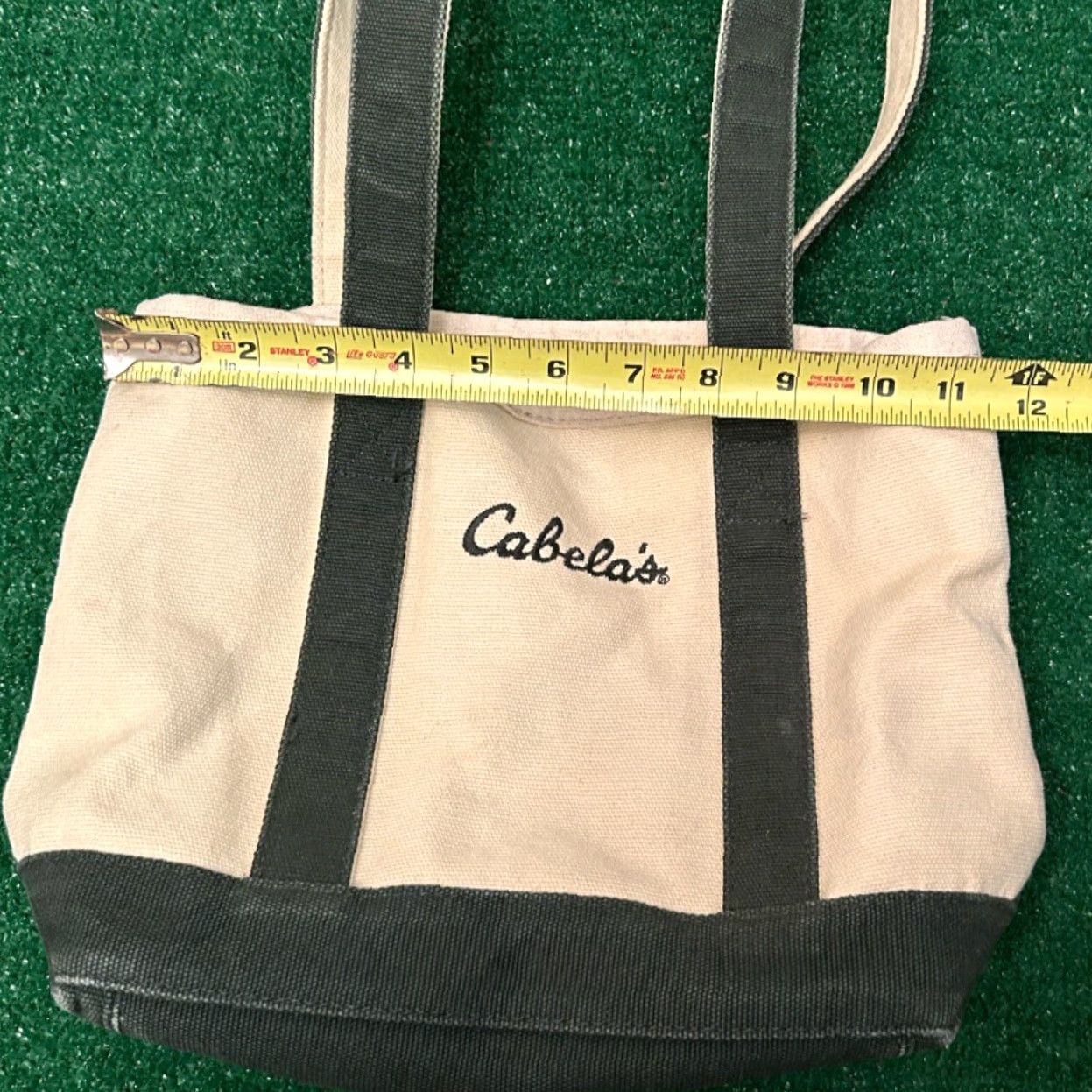 Vintage VINTAGE Cabela’s Tote Bag Small Canvas Green Lined 1980s Unisex Adults Beige Rare Bean Style Tote Size ONE SIZE - 5 Thumbnail
