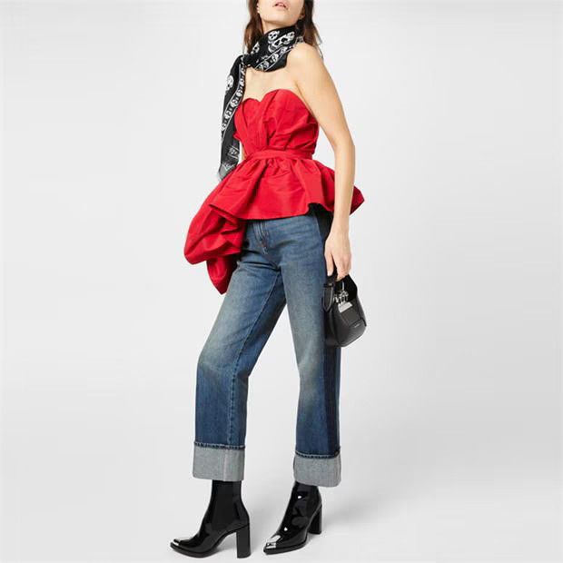 Alexander McQueen o1g2r1mq0824 Size: OS / Classic Silk Blend Scarf Black Ivory Size ONE SIZE - 5 Thumbnail
