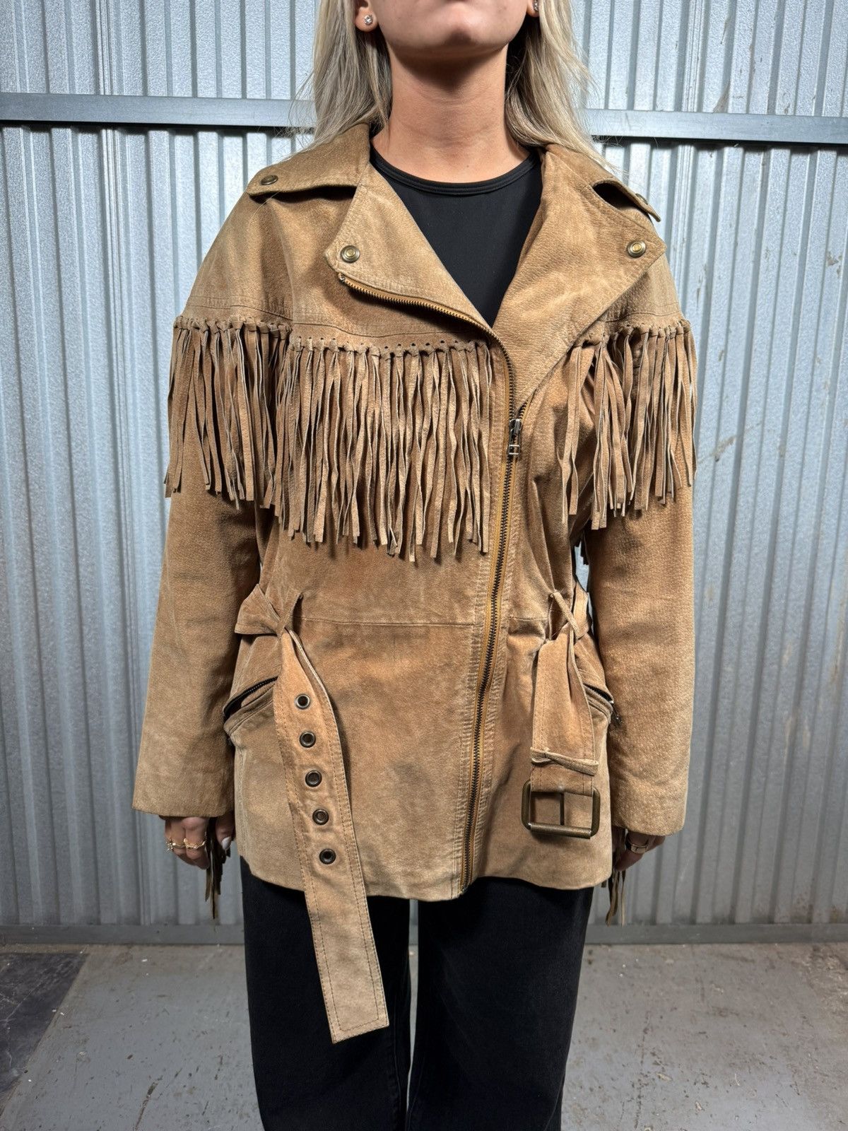 Other Insane Victoria Leather Hide Fringe Western Country Jacket Size M / US 6-8 / IT 42-44 - 5 Thumbnail