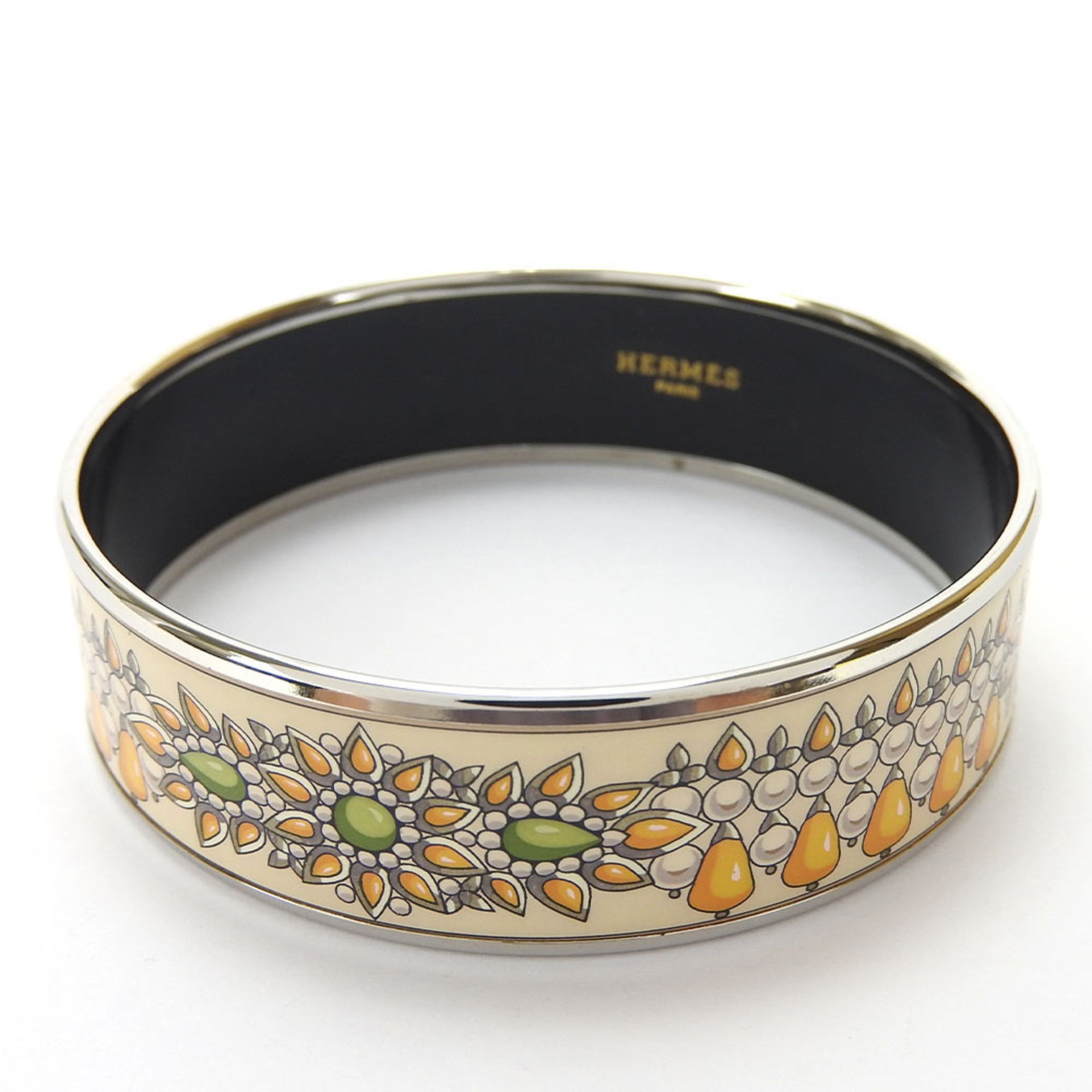Hermes Hermes bangle bracelet in GM silver with orange enamel plating. Women's. Size ONE SIZE - 1 Thumbnail