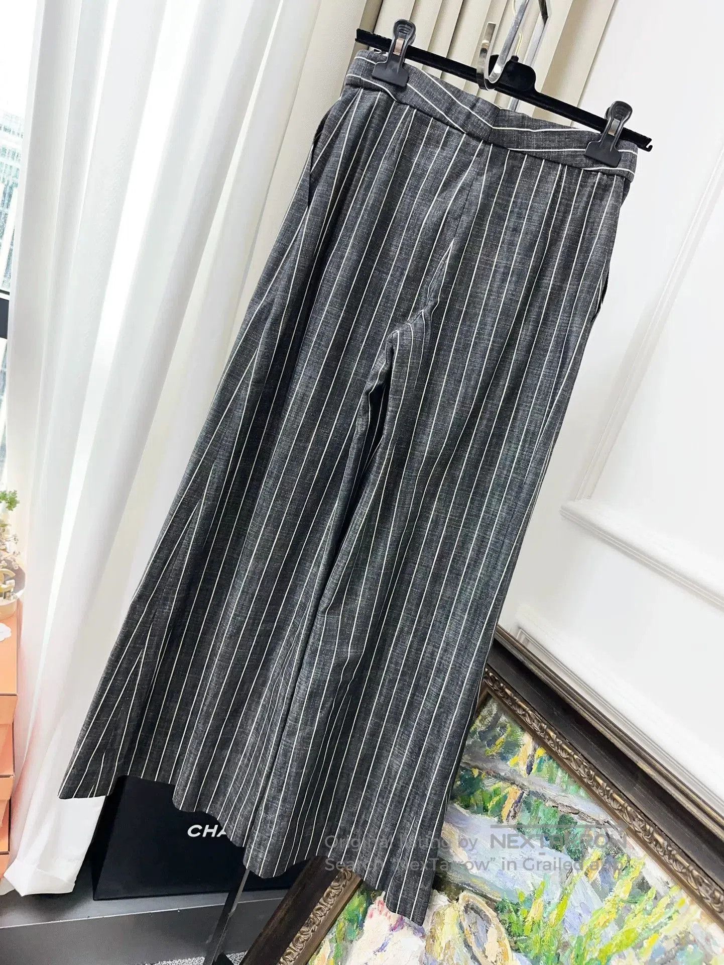 Chanel chanel gray white striped wide leg pants. Size US 34 / EU 50 - 2 Thumbnail