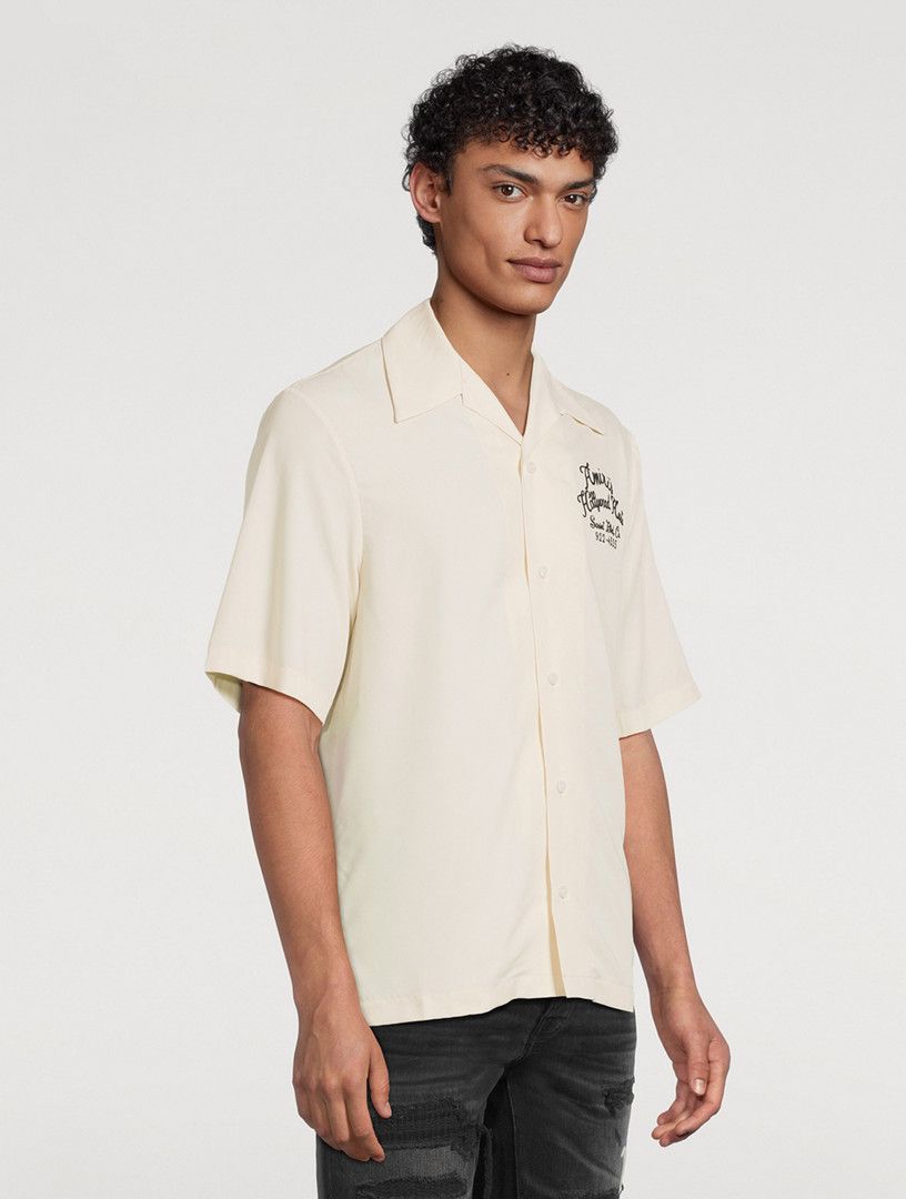 Amiri os11x1225 Hollywood Auto Bowling Shirt in Alabaster Size US XL / EU 56 / 4 - 4 Thumbnail