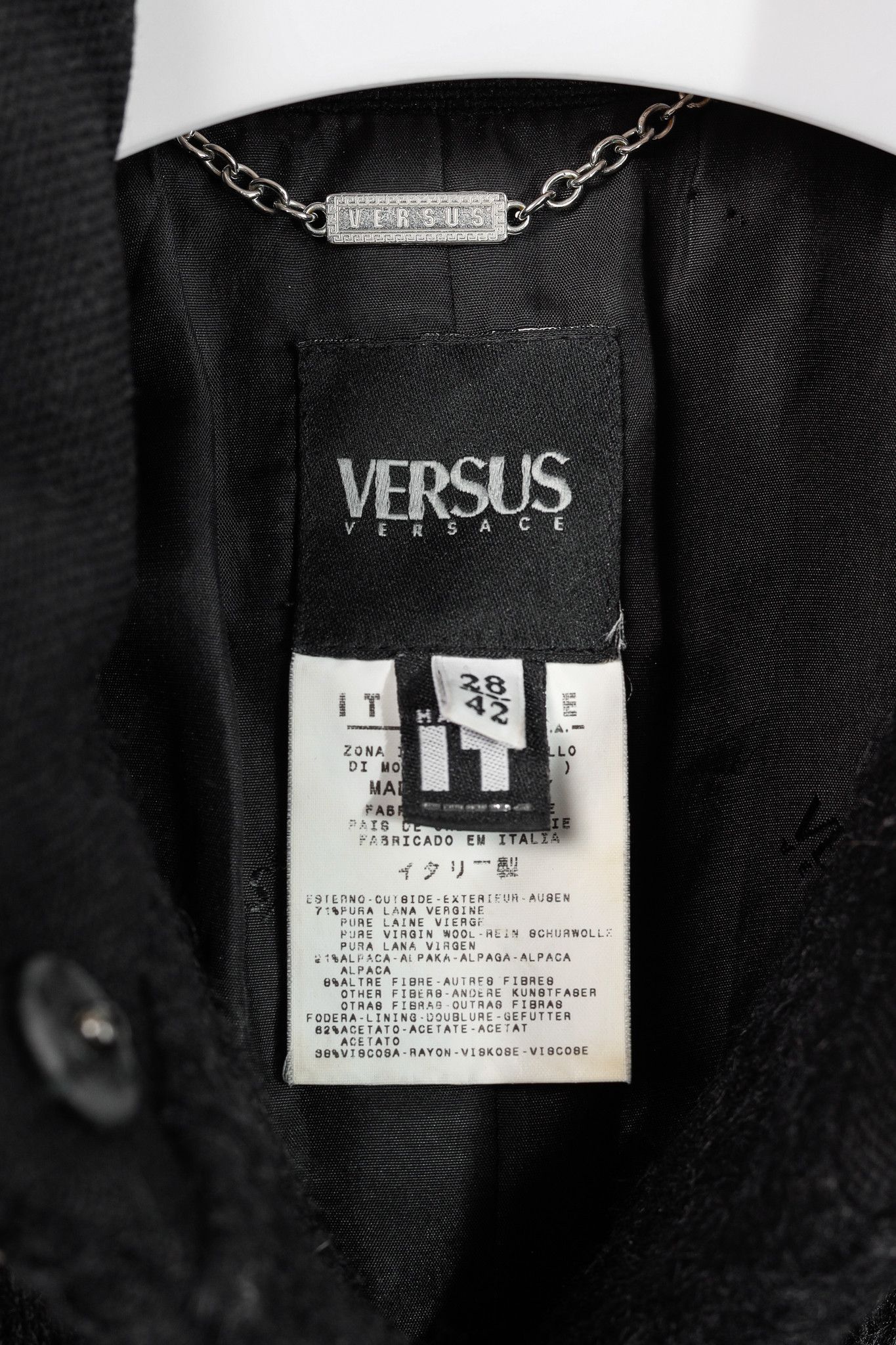 Versus Versace Versus Versace Black Fuzzy Wool Lace-Trim Coat Size S / US 4 / IT 40 - 4 Thumbnail