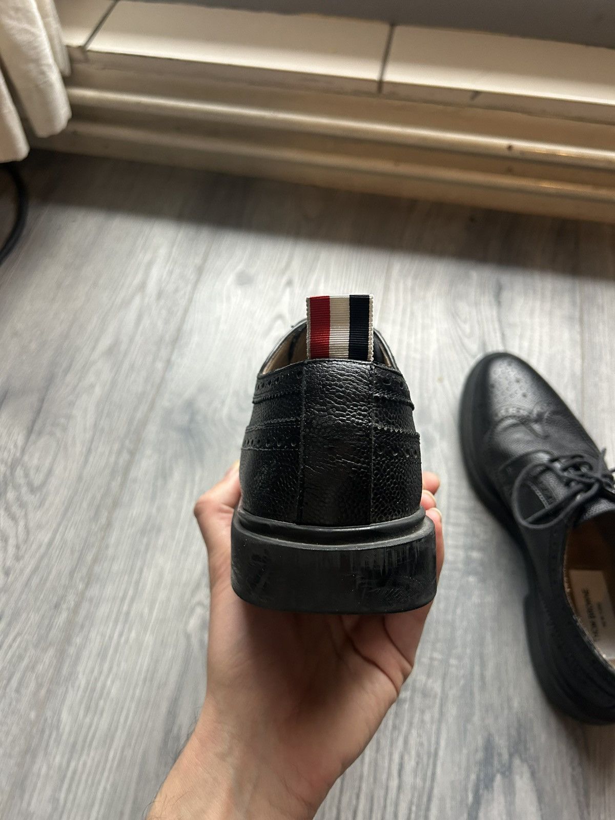 Thom Browne Black Wingtip Brogue Derby Shoes Size US 6.5 / EU 39-40 - 10 Thumbnail