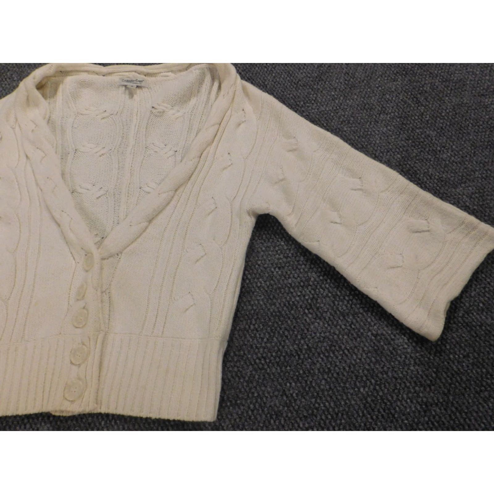 Coldwater Creek Coldwater Creek Womens Sweater Small Beige Pullover Cardigan Open V-Neck 3/4 Sleeve Knit Classic Mens Women Girls Size S / US 4 / IT 40 - 2 Thumbnail