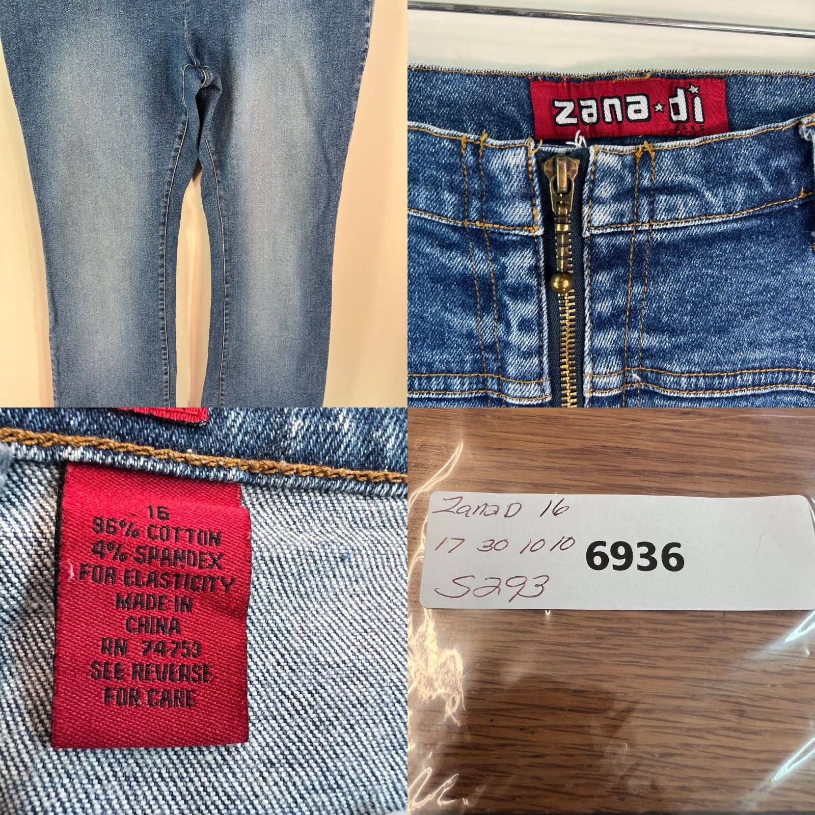 Denime VINTAGE Zana Di Womens Jeans Straight Leg Medium Wash Blue Denim Size 16 Size 38" / US 16 / IT 52 - 8 Thumbnail