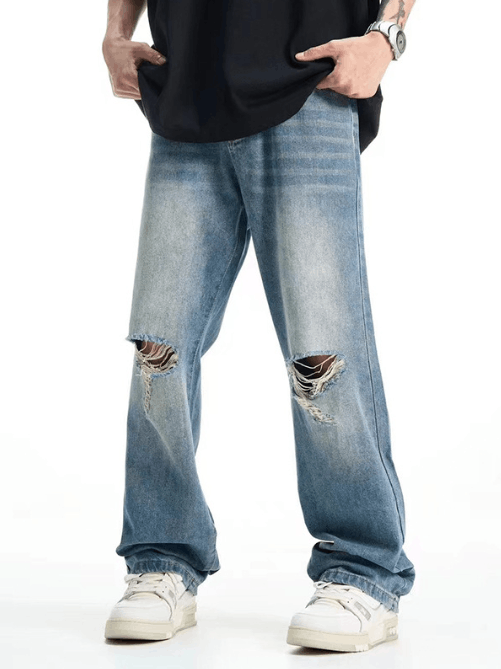 Japanese Brand × Jean Men's wide-leg high street cool ripped jeans Size US 32 / EU 48 - 1 Thumbnail