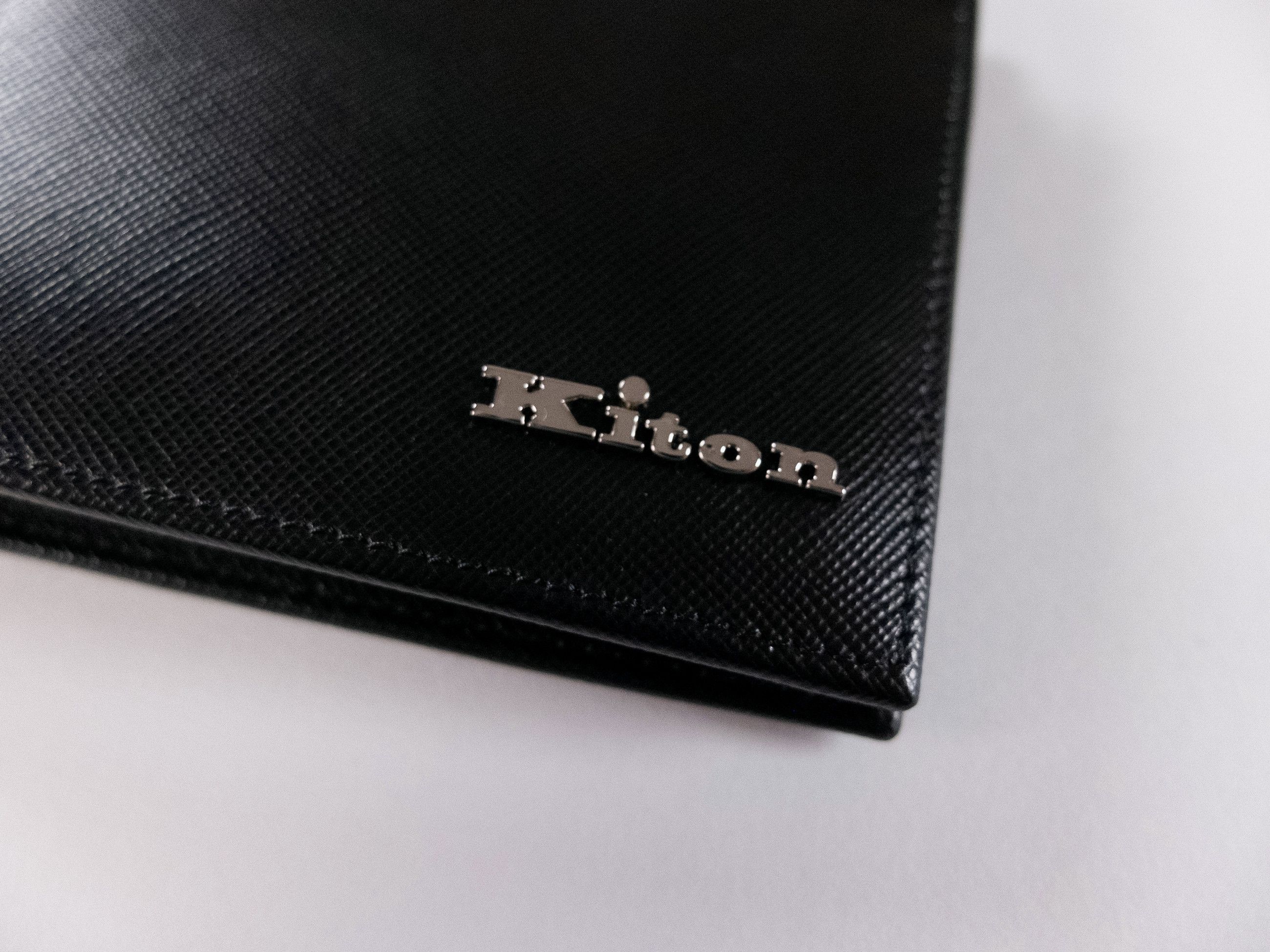 Kiton KITON Napoli black textured leather bifold wallet authentic Size ONE SIZE - 2 Thumbnail