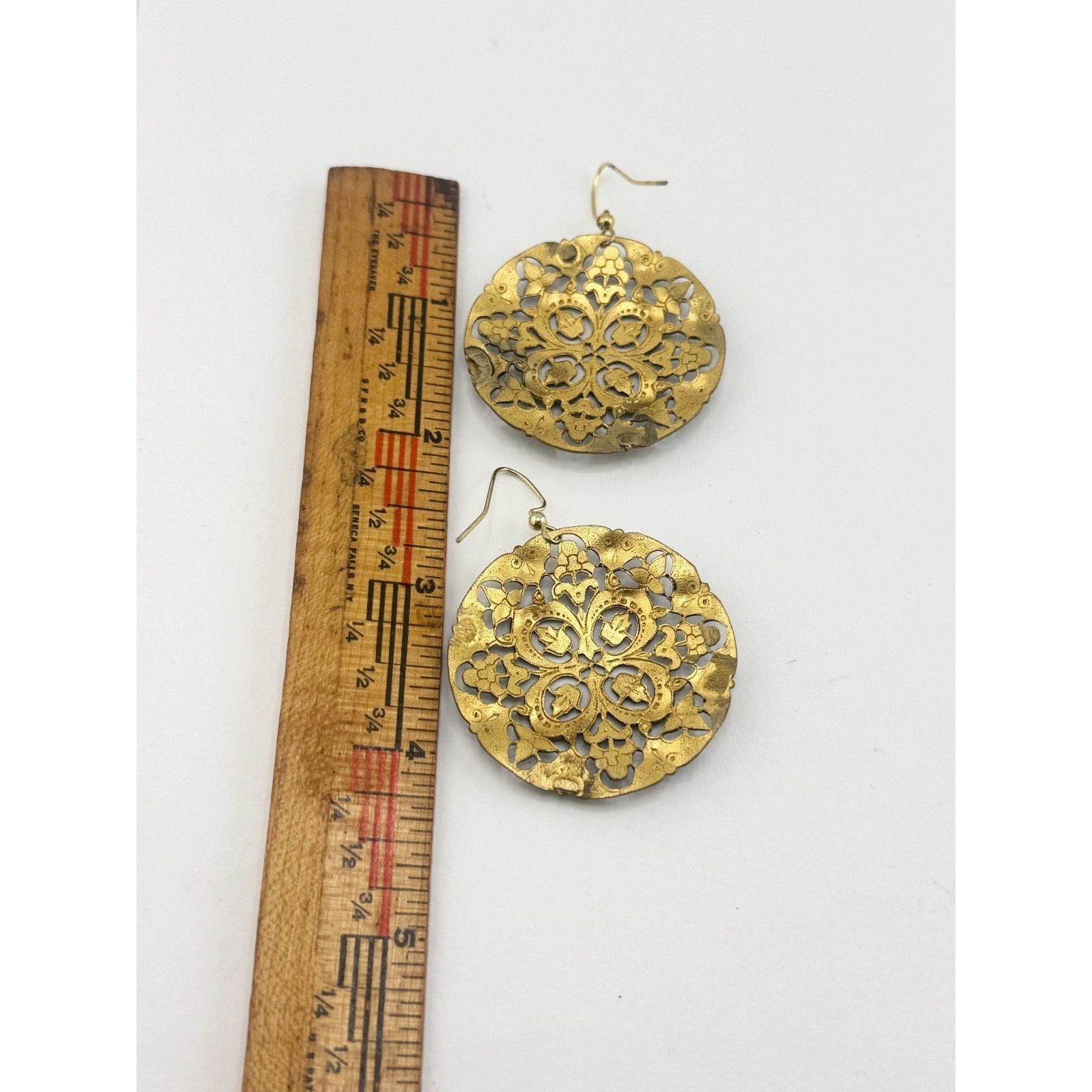 Vintage Vintage large filigree gold dangle earrings Size ONE SIZE - 4 Thumbnail