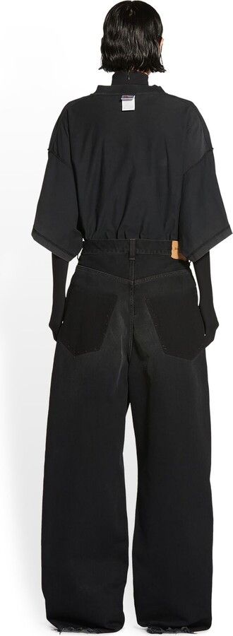 Balenciaga o1in1g1024 Unisex Patched Pockets Baggy Jeans in Black Size 27" / US 4 / IT 40 - 4 Thumbnail
