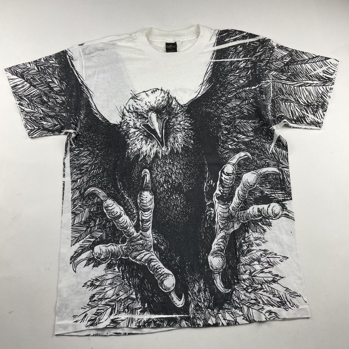 Vintage Vintage 1991 90’s R. Peck Eagle Art AOP Print Shirt USA Made Size US L / EU 52-54 / 3 - 1 Thumbnail
