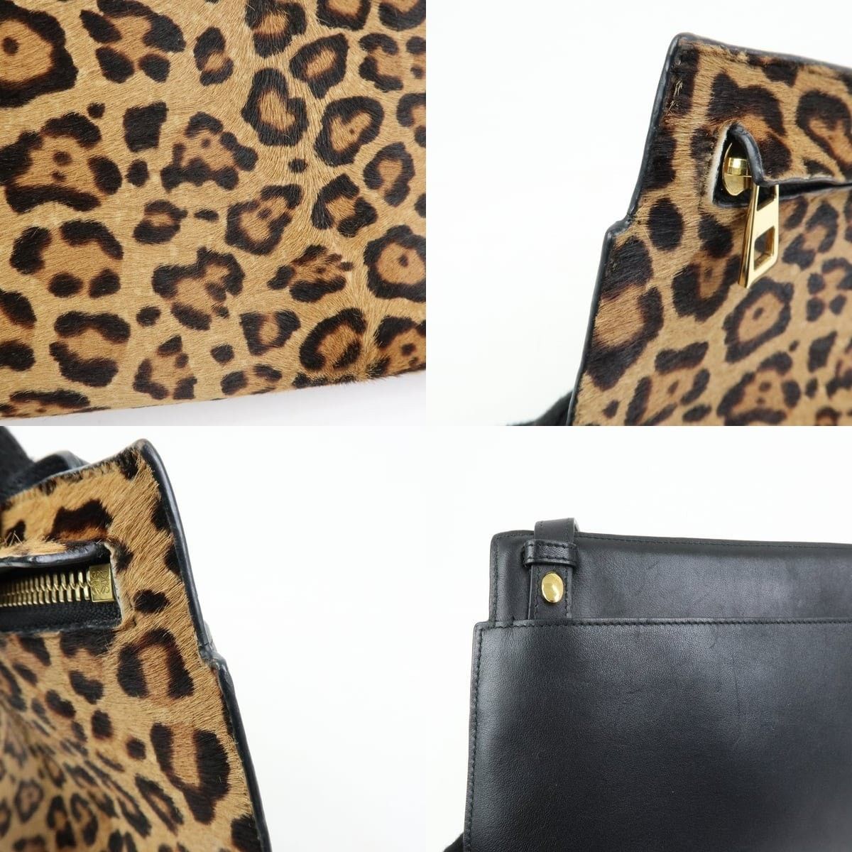 Loewe Loewe Calfskin Leopard Print Shoulder Bag Brown Size ONE SIZE - 6 Thumbnail