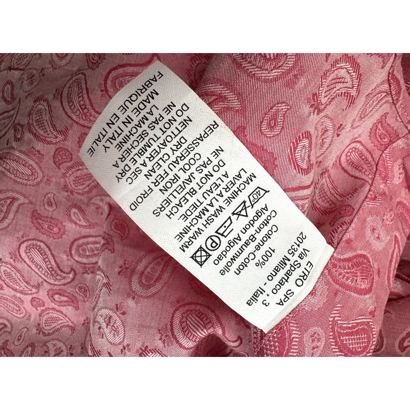 Etro ETRO Italy - Paisley All Over Mens Shirt 43 Regular Long Sleeve Button-Up Pink/Light Heather Red Mens Nightwear? Size US XL / EU 56 / 4 - 6 Thumbnail