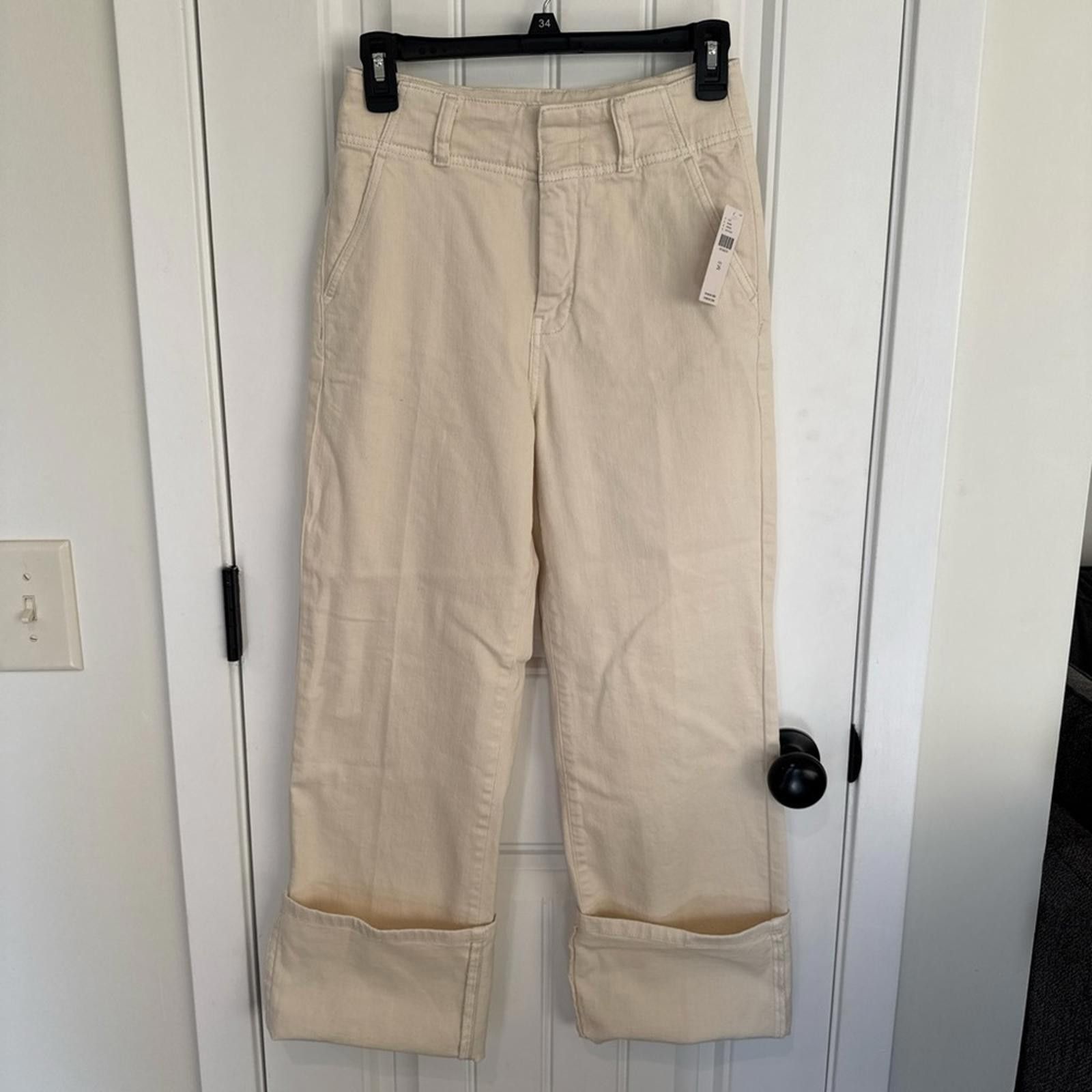 Other New Pilcro Anthropologie Cream High-Waisted Pants-26 Size 26" / US 2 / IT 38 - 1 Thumbnail