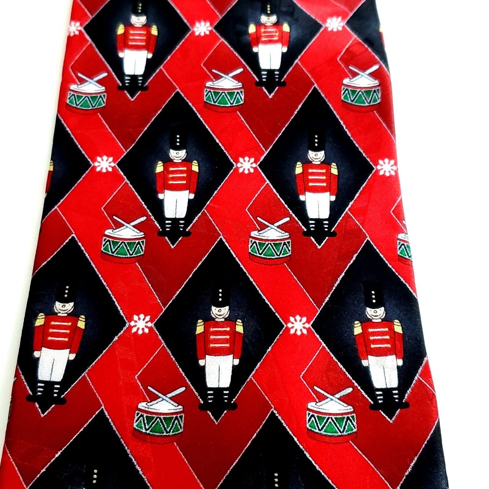 Designer Yule Tie Greetings Hallmark Nutcracker Jacquard Print Red Bl Size ONE SIZE - 2 Thumbnail