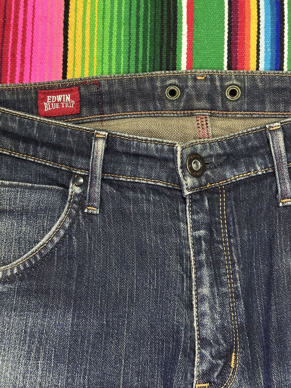 Edwin 💥 Edwin Twist Leg 💥Denim Edwin blue trip with flare design 💥 Size US 34 / EU 50 - 11 Thumbnail