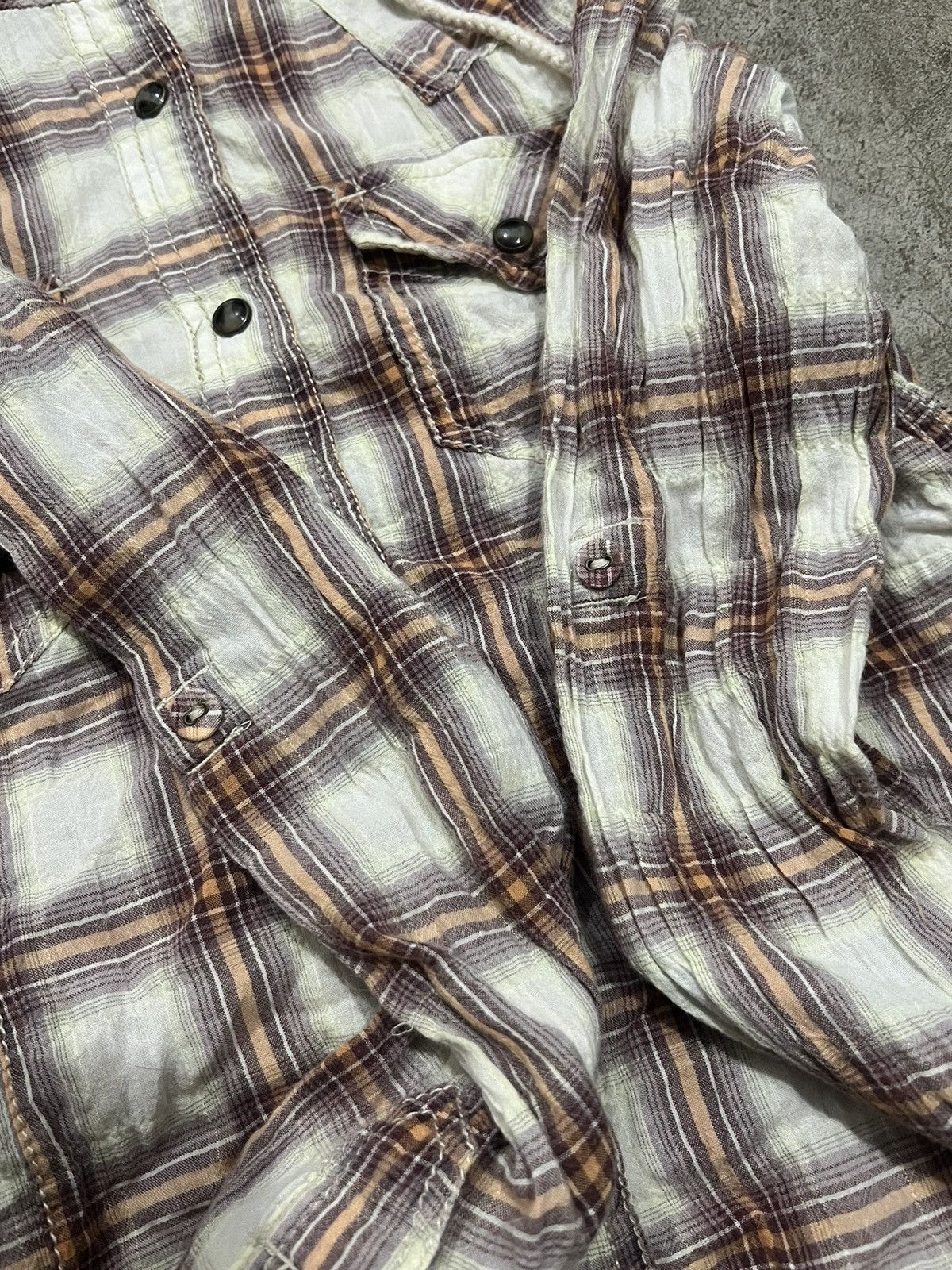 Japanese Brand 2000’s GOA Unfinished Western Hooded Plaid Shirt Size US S / EU 44-46 / 1 - 3 Thumbnail
