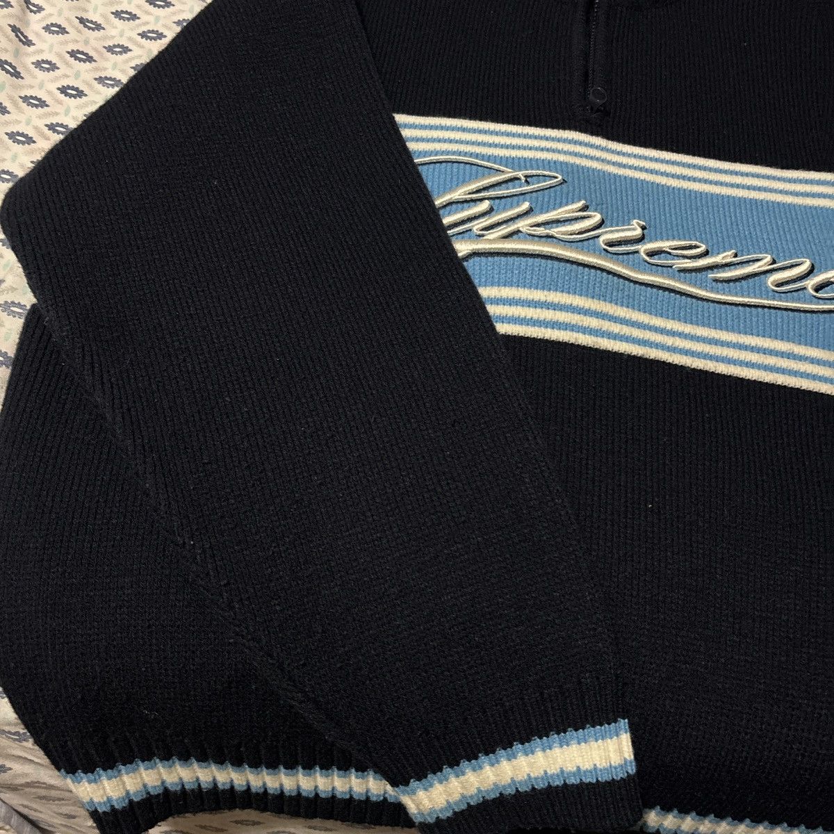 Supreme Supreme Navy Half Zip Sweater Size US L / EU 52-54 / 3 - 2 Thumbnail