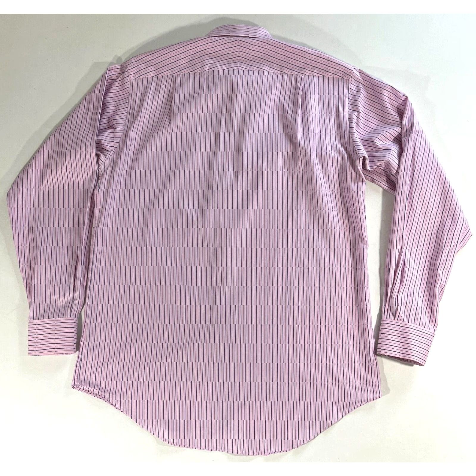 Pinko Thomas Pink Traveller Shirt Men Striped Pink 16 Pink Dress Shirt Long Sleeve Button Collar 100% Cotton Travel Vintage Mens Size US L / EU 52-54 / 3 - 4 Thumbnail
