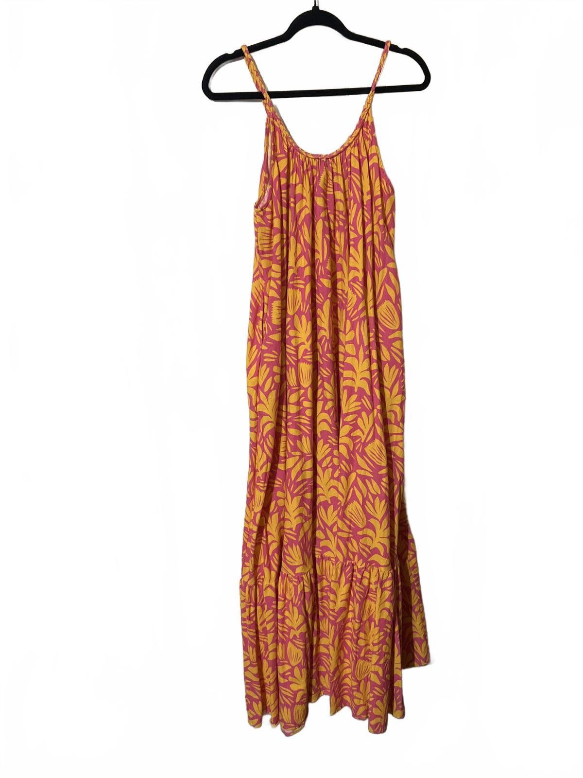 Other Palms away Sleeveless Maxi Dress Yellow and Pink Leafprint L Size L / US 10 / IT 46 - 5 Thumbnail