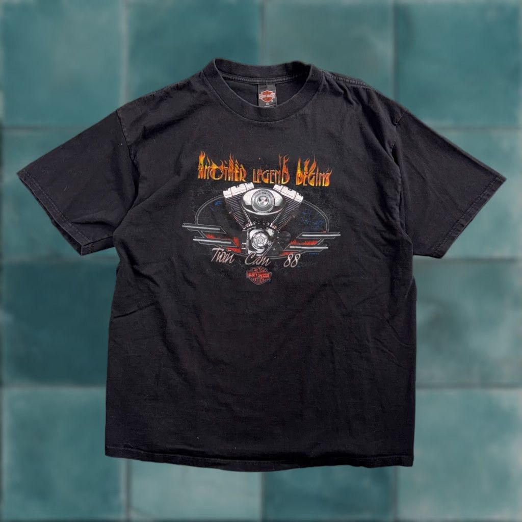 Harley Davidson Harley-Davidson T-Shirt Vintage Black 2XL Washington Graphic Tee Mens 70s 80s Motorcycle Logo Double-Sided Short Sleeve Knit Cotton Size US XXL / EU 58 / 5 - 1 Thumbnail