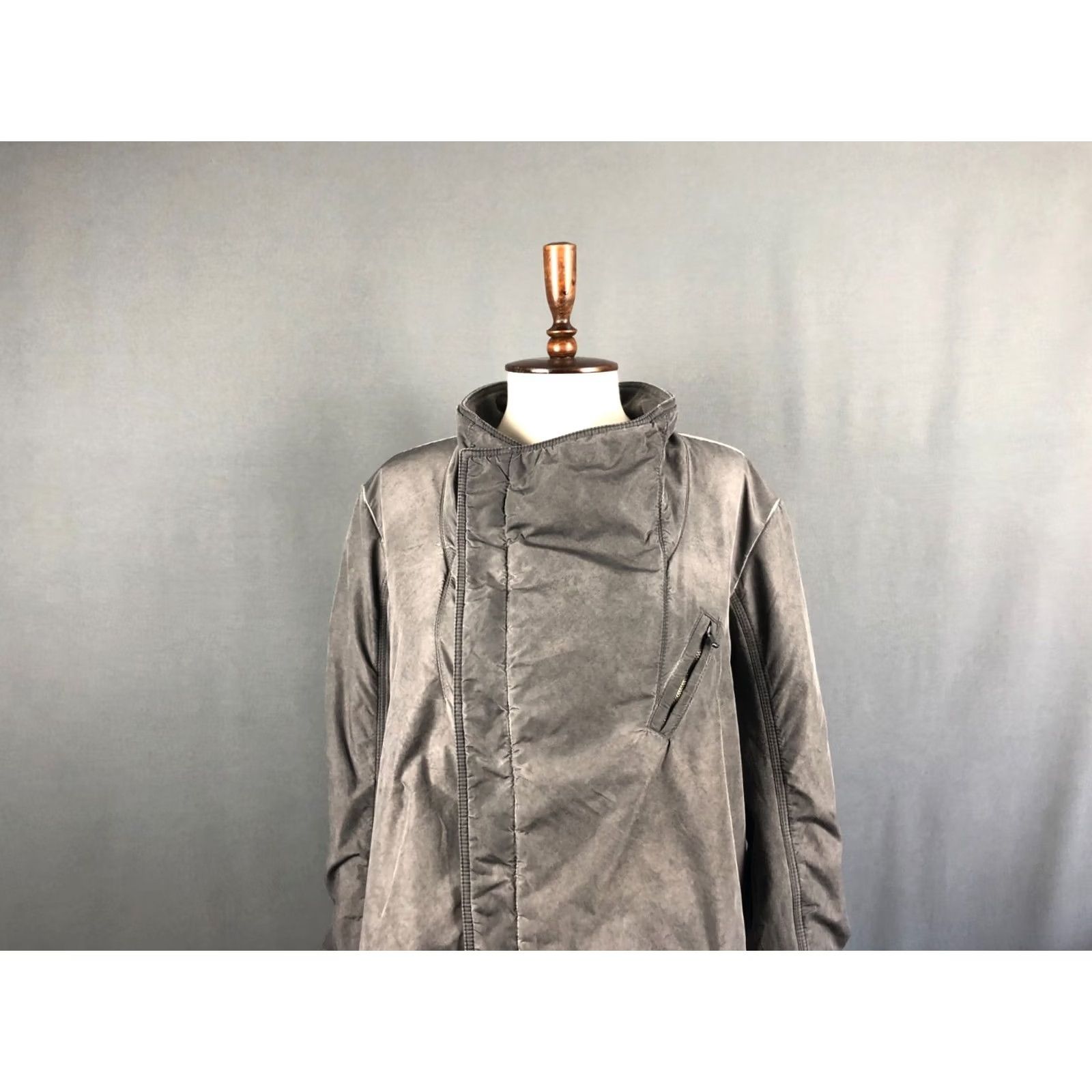 Vintage TR-900 Transit Par Such Full Zip Asymmetric Trench Coat Polyester Gray Women Size ONE SIZE - 4 Thumbnail