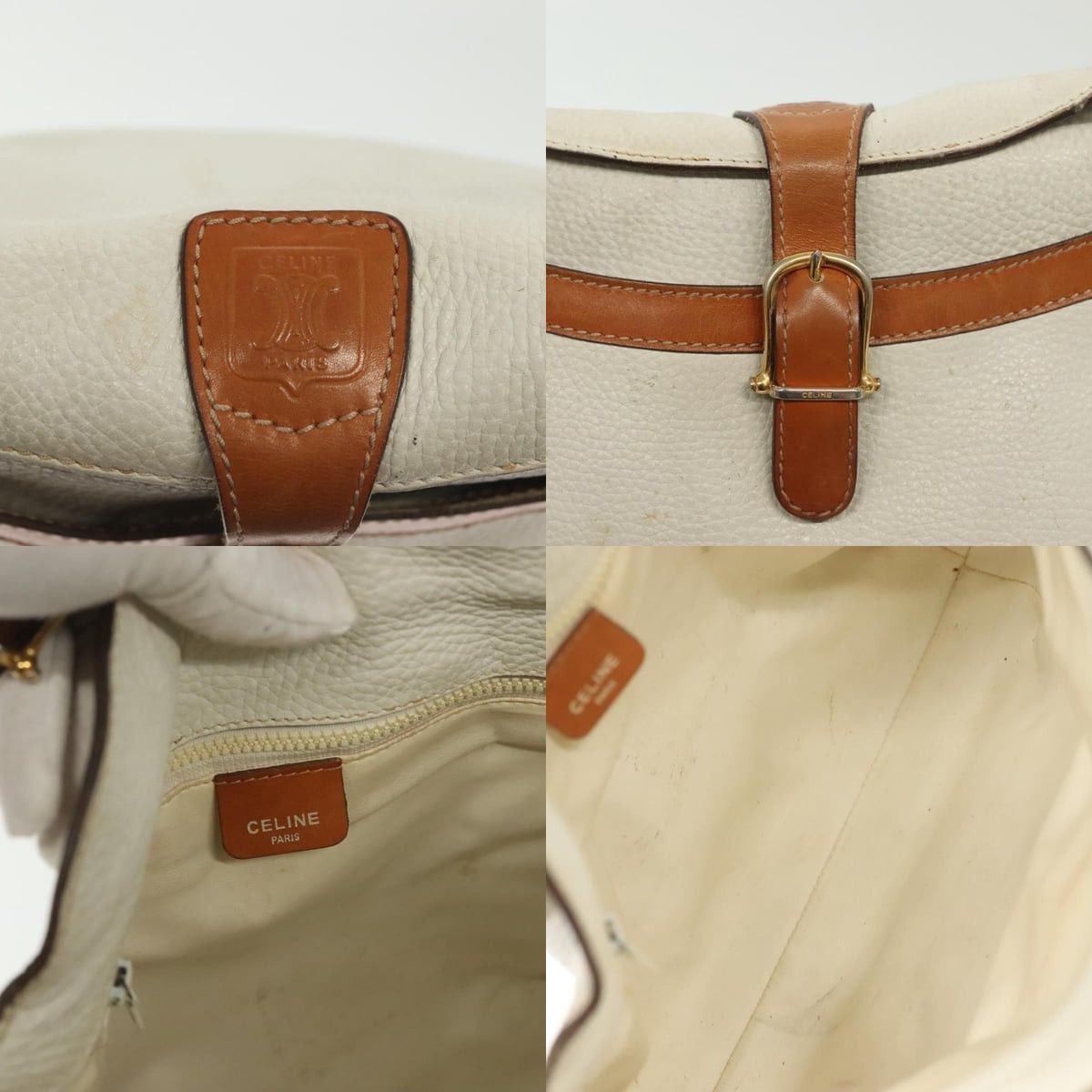 Celine CELINE Shoulder Bag Leather White Silver Size ONE SIZE - 11 Thumbnail