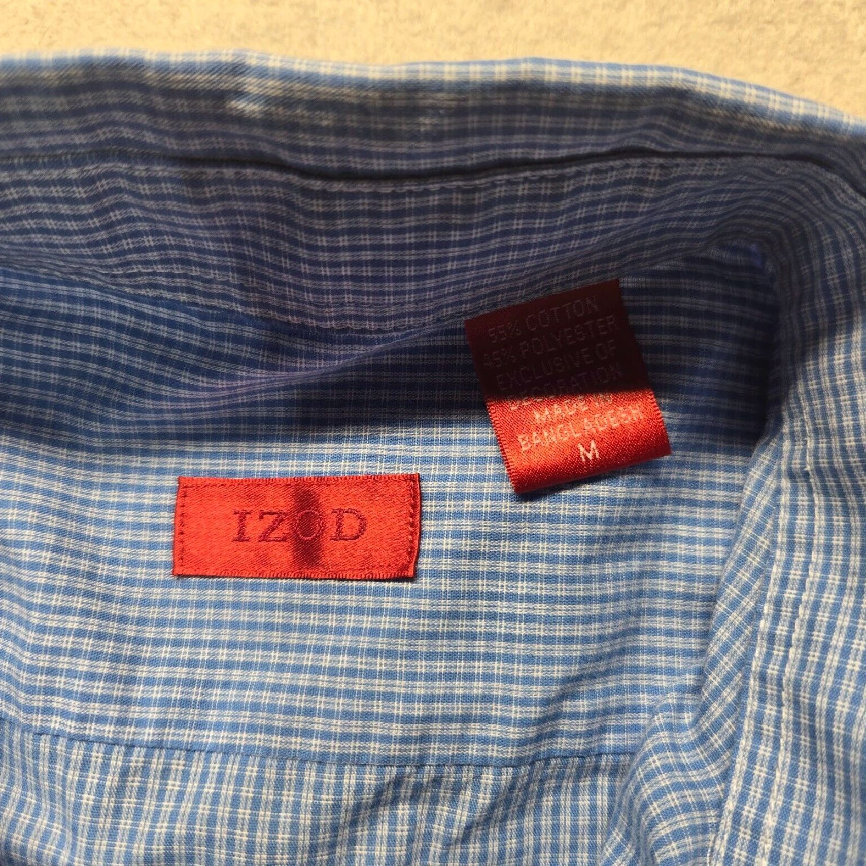 Izod VINTAGE IZOD Men's Shirt Long Sleeve Button-Up Checkered Blue Size M Size US M / EU 48-50 / 2 - 2 Thumbnail