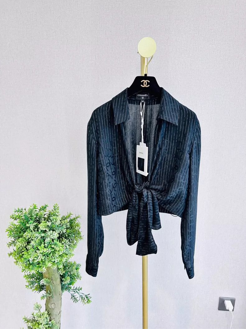 Chanel Chanel 23P Black Logo Stripe Shirt - dmc Size US M / EU 48-50 / 2 - 1 Thumbnail