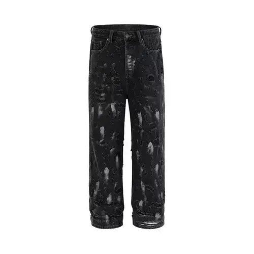 Japanese Brand Damaged Ripped Hole Jeans Y2k Baggy Trousers Oversized Pants Size US 32 / EU 48 - 4 Thumbnail