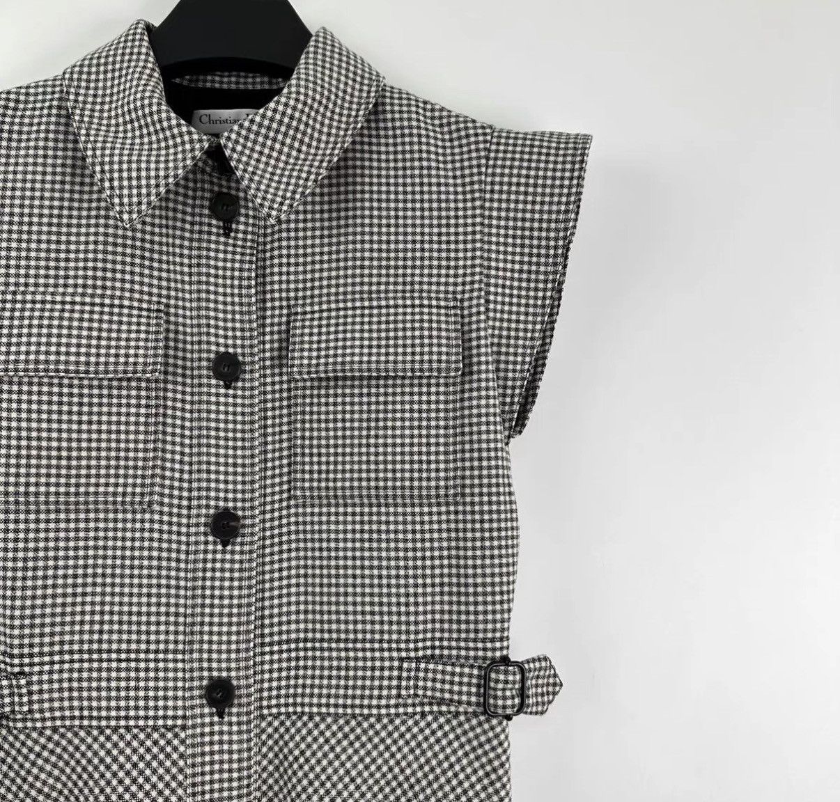 Dior Dior Houndstooth Sleeveless Wool Dress Women's K12 Size XS / US 0-2 / IT 36-38 - 6 Thumbnail