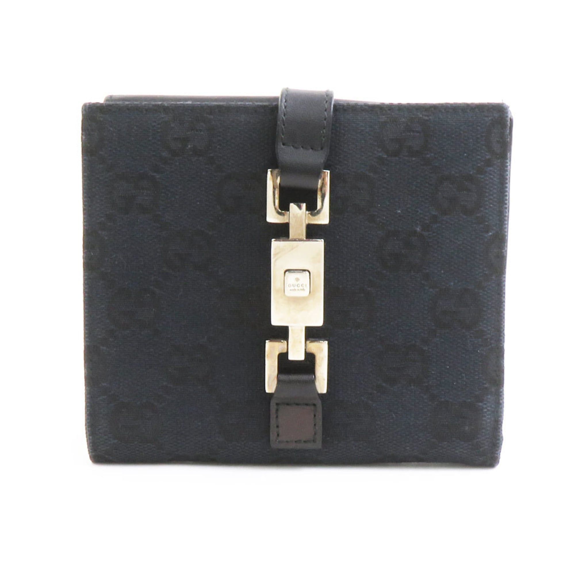 Gucci Gucci Jackie GG Canvas/Leather Bifold Wallet in Black and Silver, Women's, e61219g Size ONE SIZE - 1 Thumbnail
