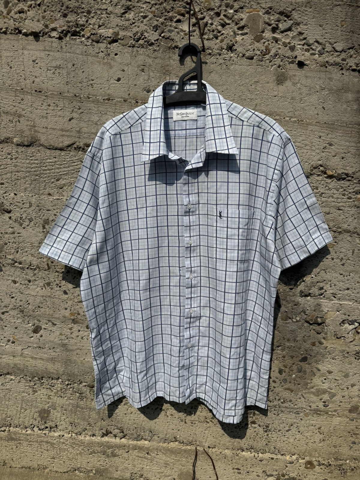 Yves Saint Laurent Vintage YSL Shiprt Sleeve Check Shirt Size US XL / EU 56 / 4 - 1 Thumbnail