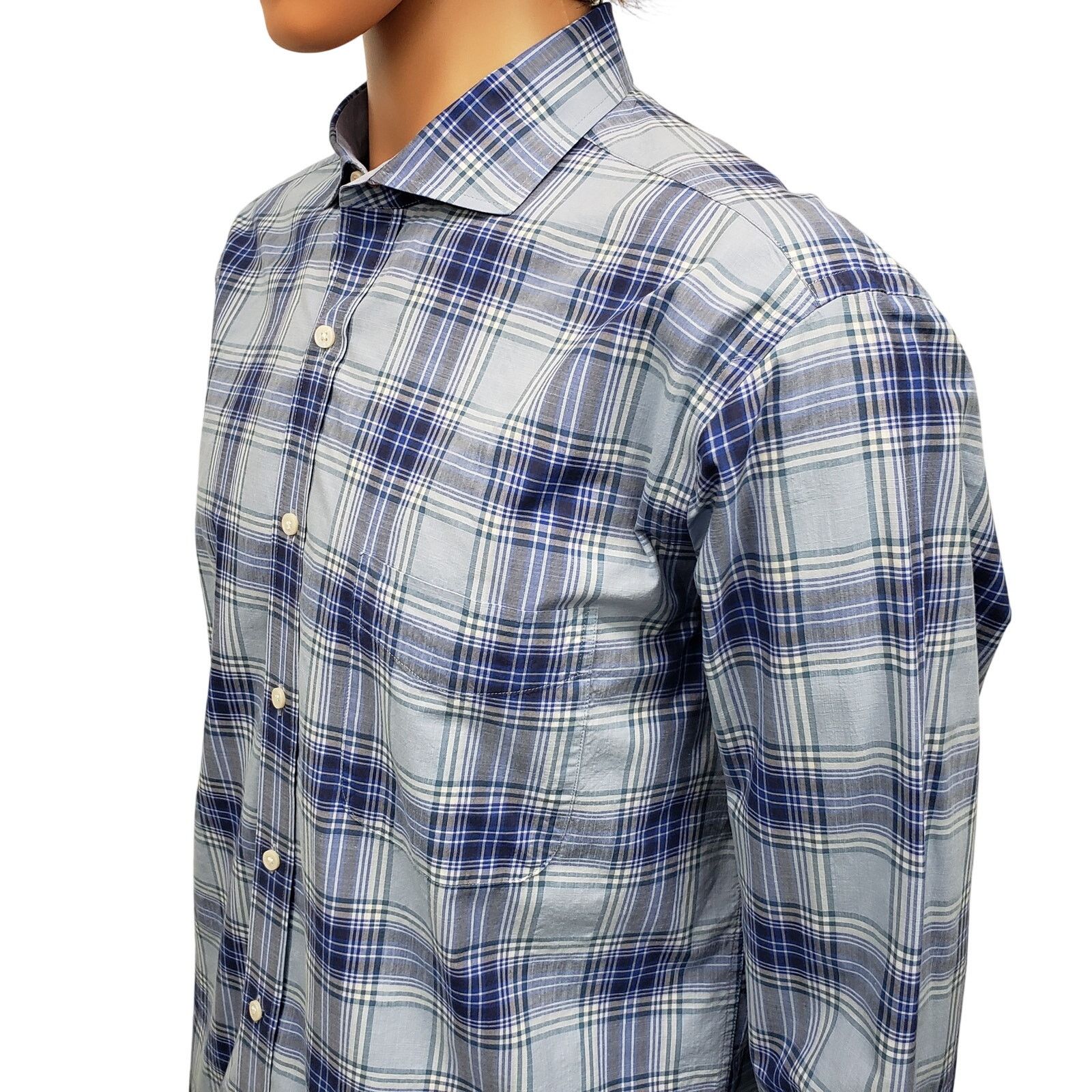 J.McLaughlin J. McLaughlin Contrast Collar Flip Cuff Dress Shirt XL Plaid Size US XL / EU 56 / 4 - 9 Thumbnail