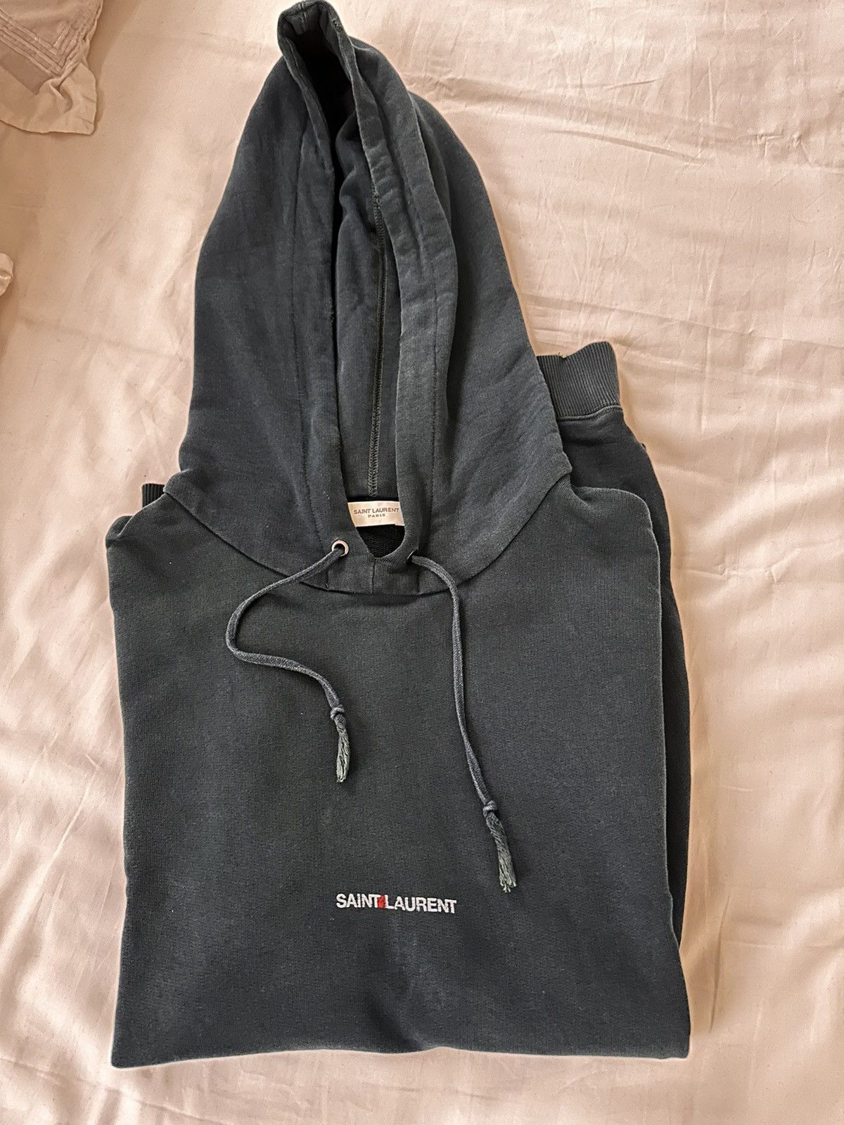 Saint Laurent Paris Saint Laurent Rive Gauche Hoodie in Dark Green Size US L / EU 52-54 / 3 - 8 Thumbnail