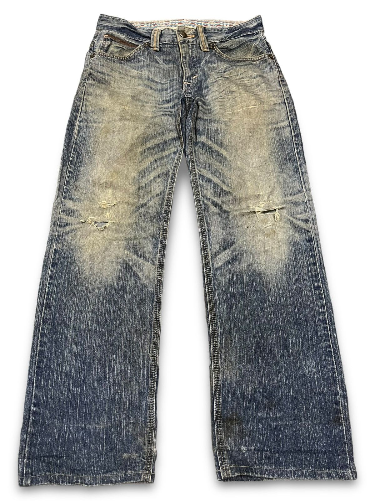 Image of Edwin Xv Exclusive Vintage Blue Wash Distressed Baggy Jeans, Men's (Size 33)