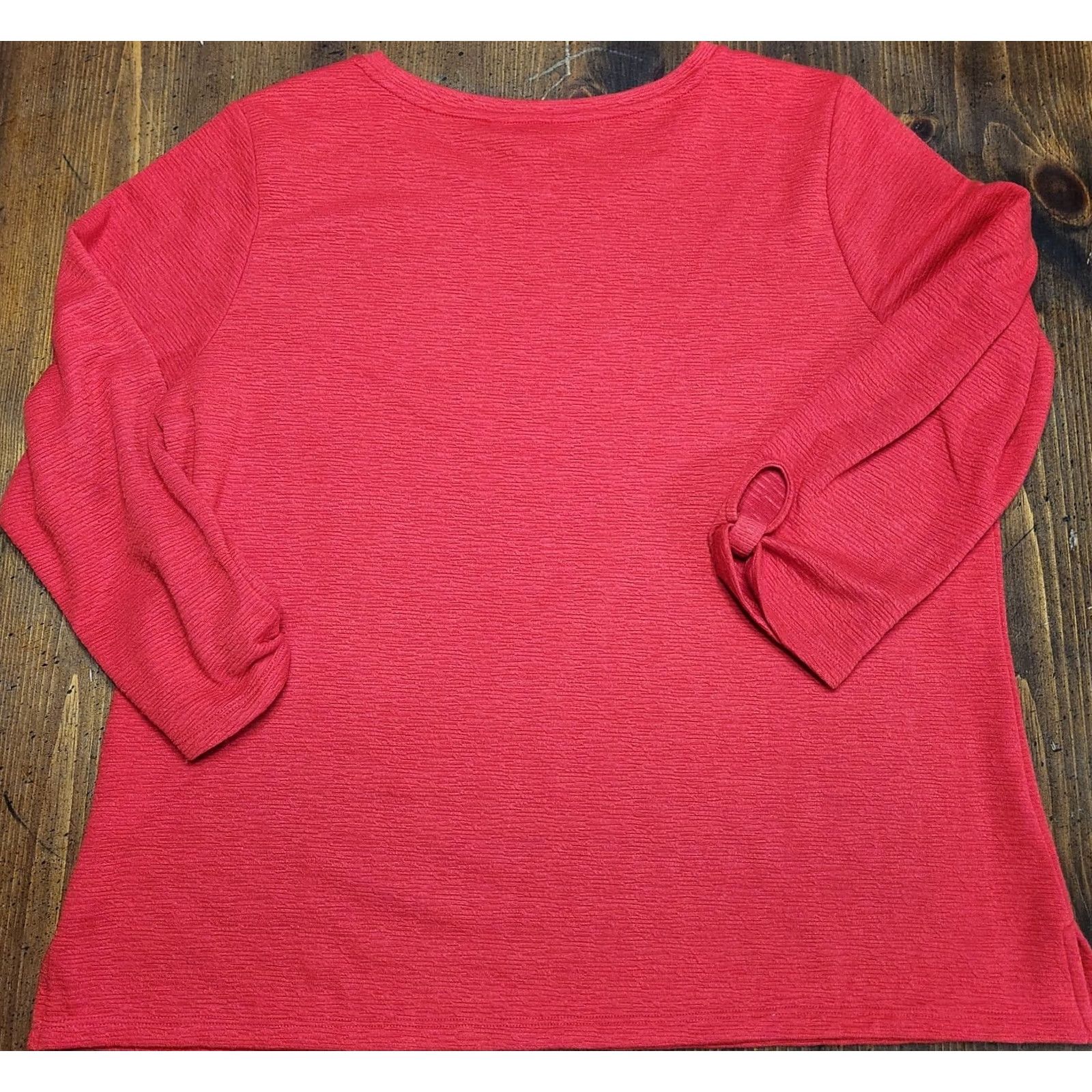 Liz Claiborne Liz Claiborne Women’s Top XL Red 3/4 Sleeve Loop Knot Pullover Shirt Size XL / US 12-14 / IT 48-50 - 2 Thumbnail