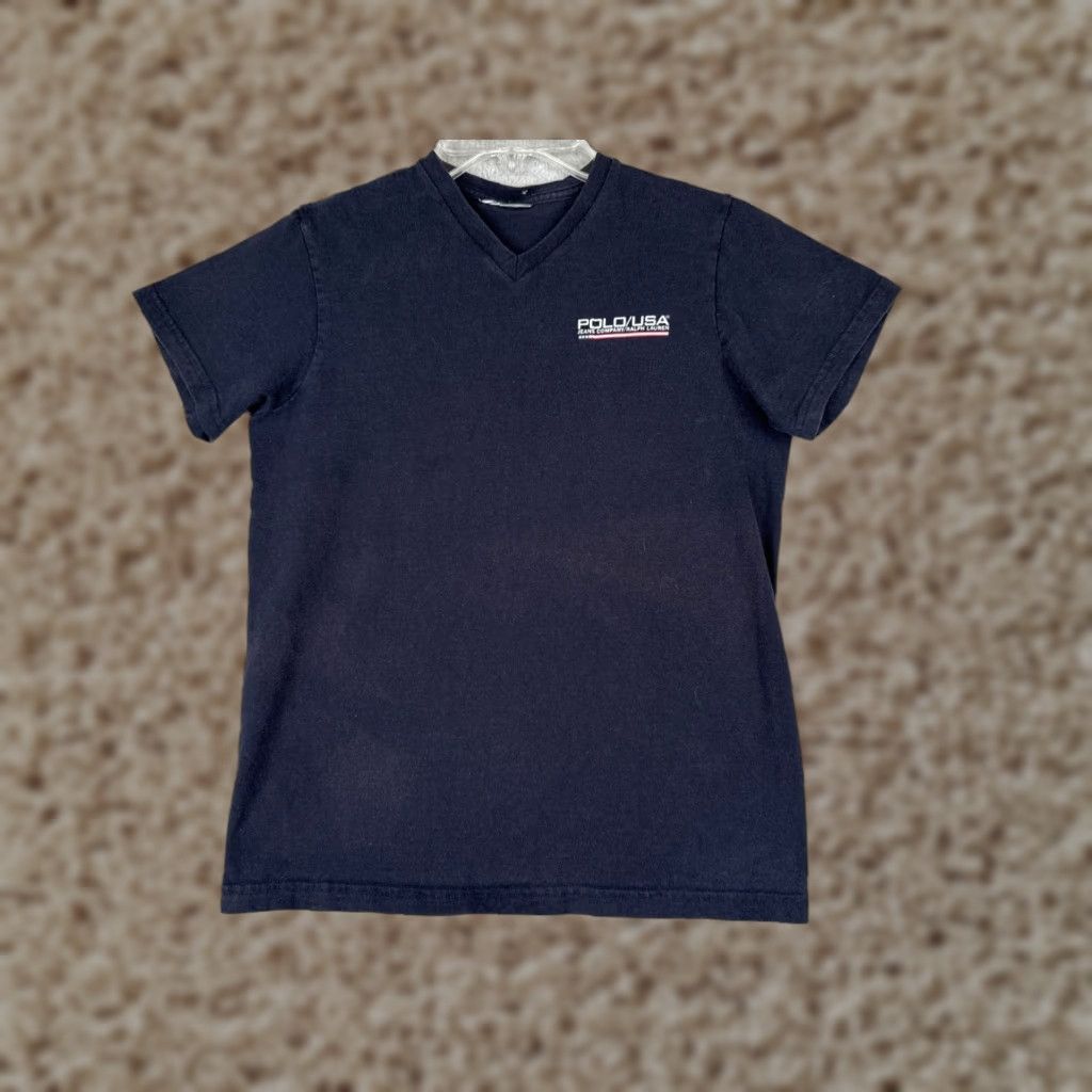 Vintage VINTAGE Polo Jeans Shirt Mens XS Blue V-Neck Short Sleeve 100% Cotton Knit Embroidered Logo Mens Golf American Classic 90s Sports Size US XS / EU 42 / 0 - 1 Thumbnail