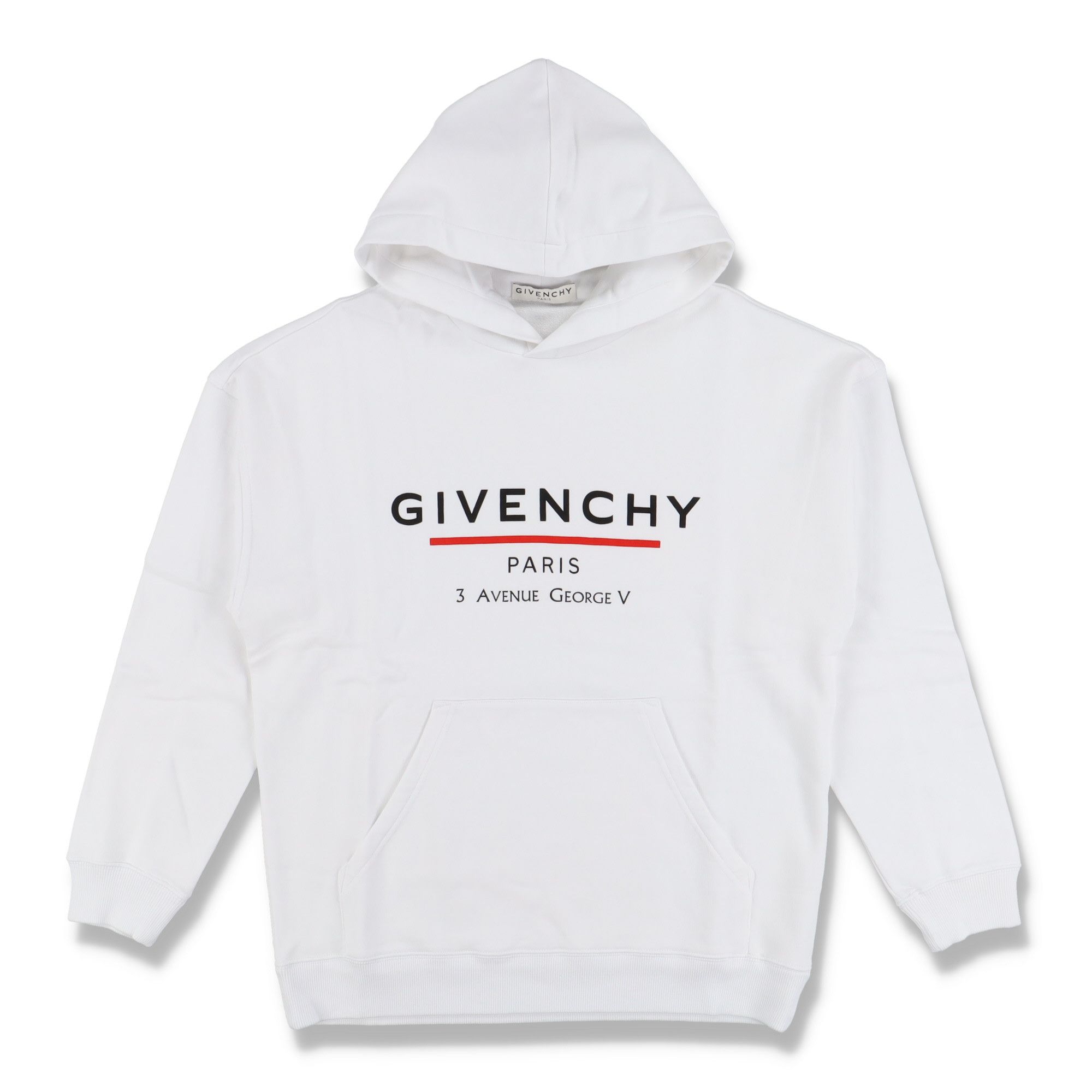 image of Givenchy White Address Logo Hoodie, Men's (Size Small)
