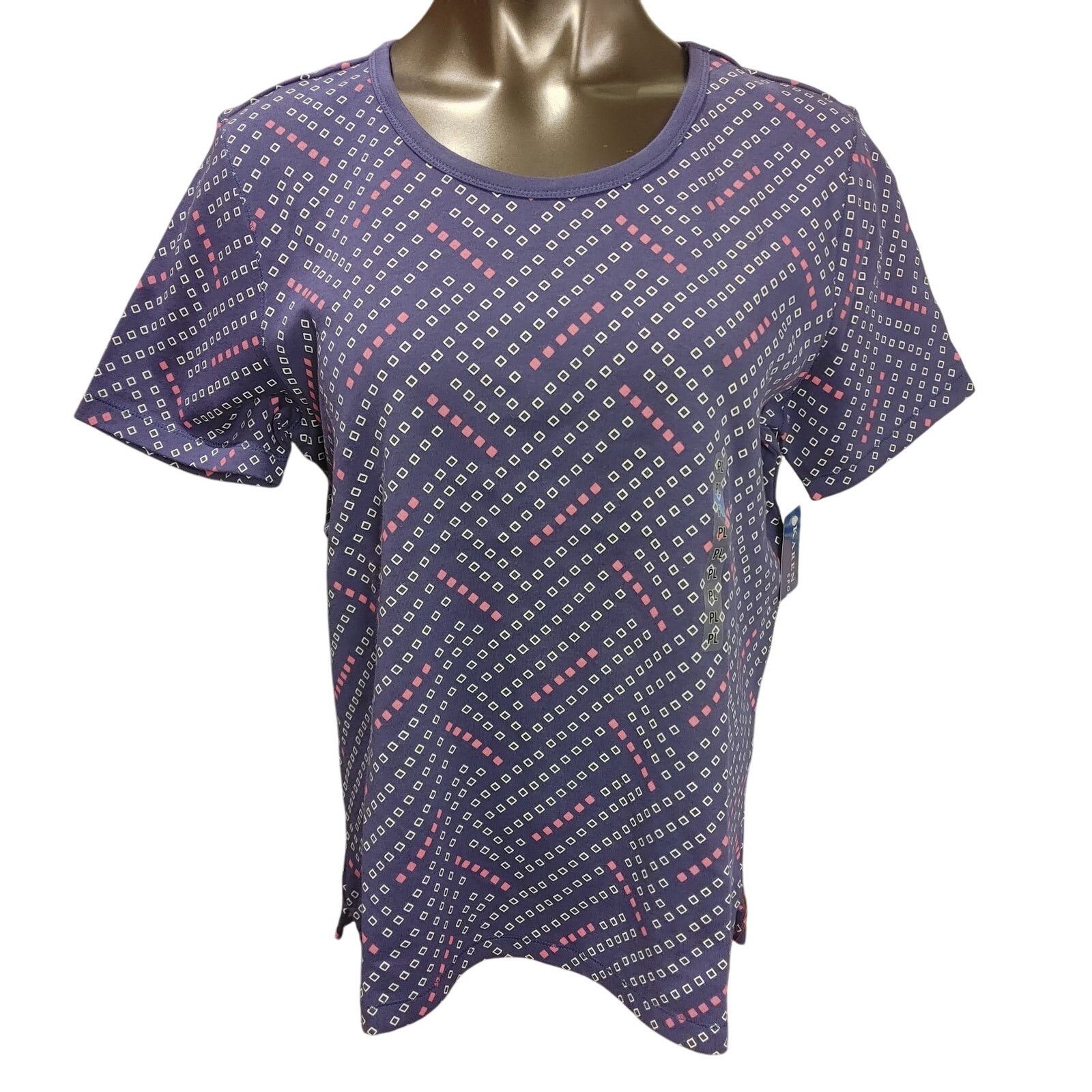 Other Karen Scott Sport Petite Womens L Purple Pink Geometric Tee Size L / US 10 / IT 46 - 1 Thumbnail