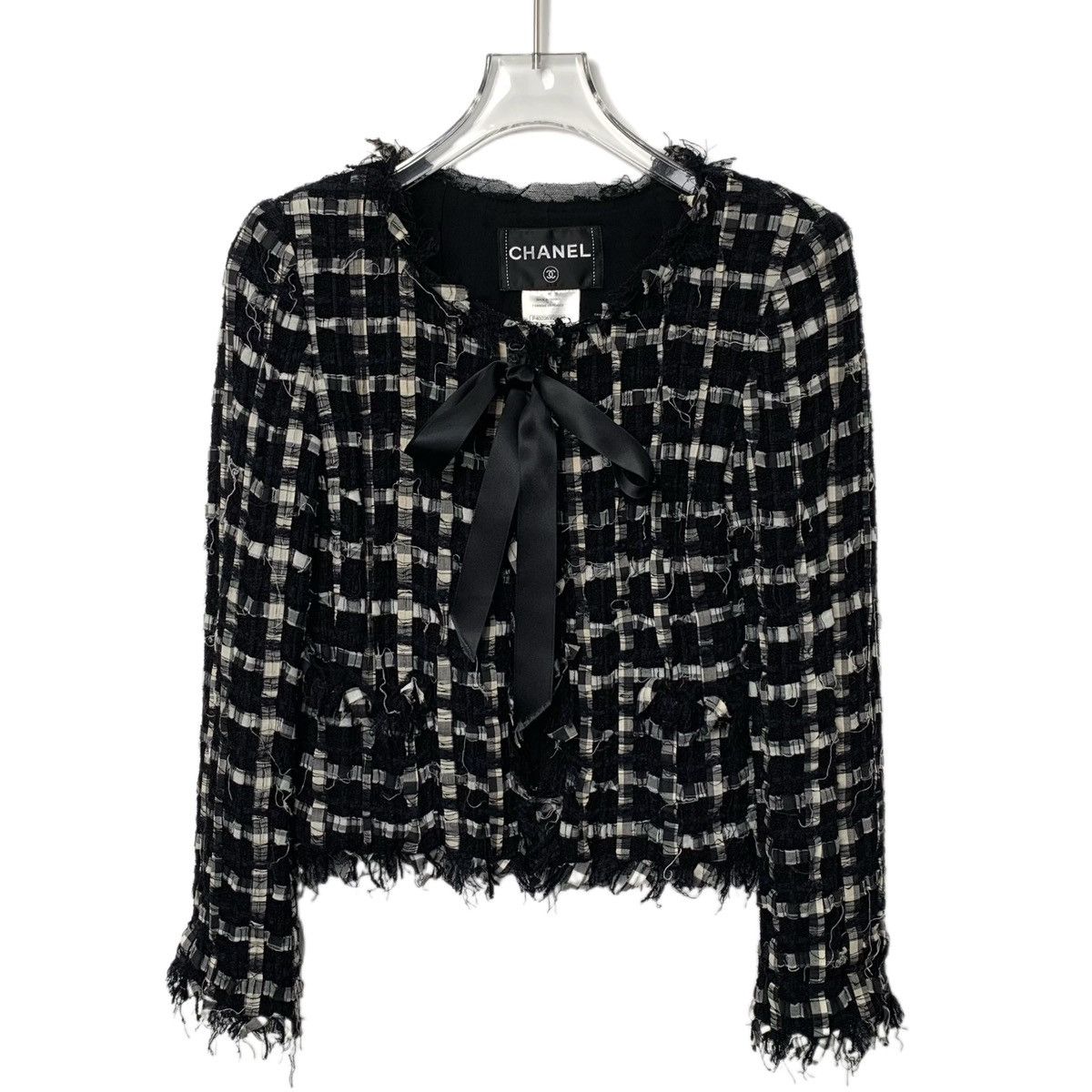Chanel Chanel Black Lace-Up Bow Woven Tweed Tassel Chambray Jacket Size XS / US 0-2 / IT 36-38 - 1 Thumbnail