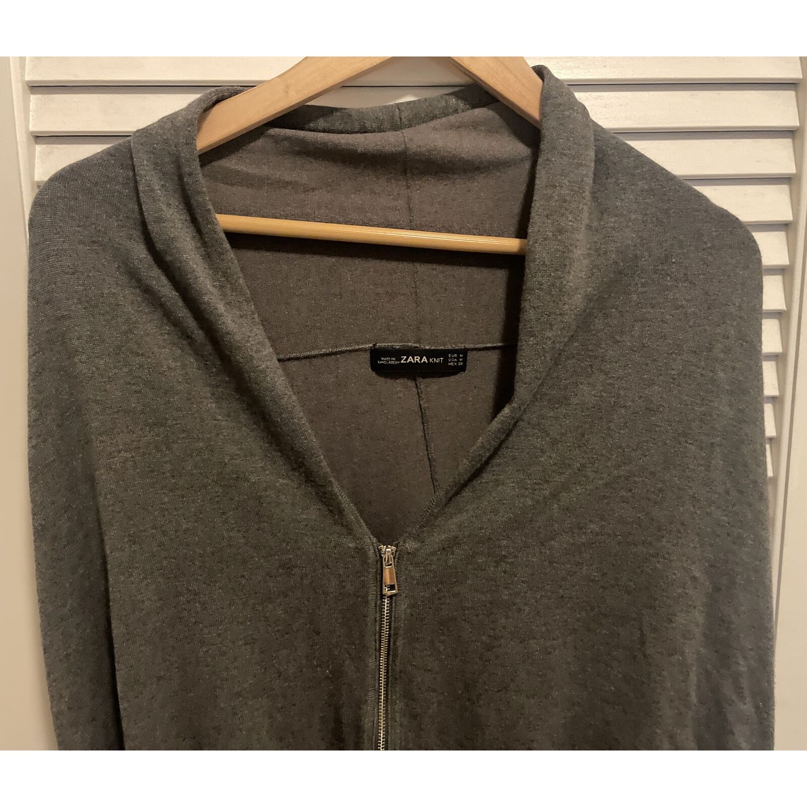 Zara ZARA Knit Oversized Gray Sweater Size Medium Zip Pockets Size M / US 6-8 / IT 42-44 - 2 Thumbnail