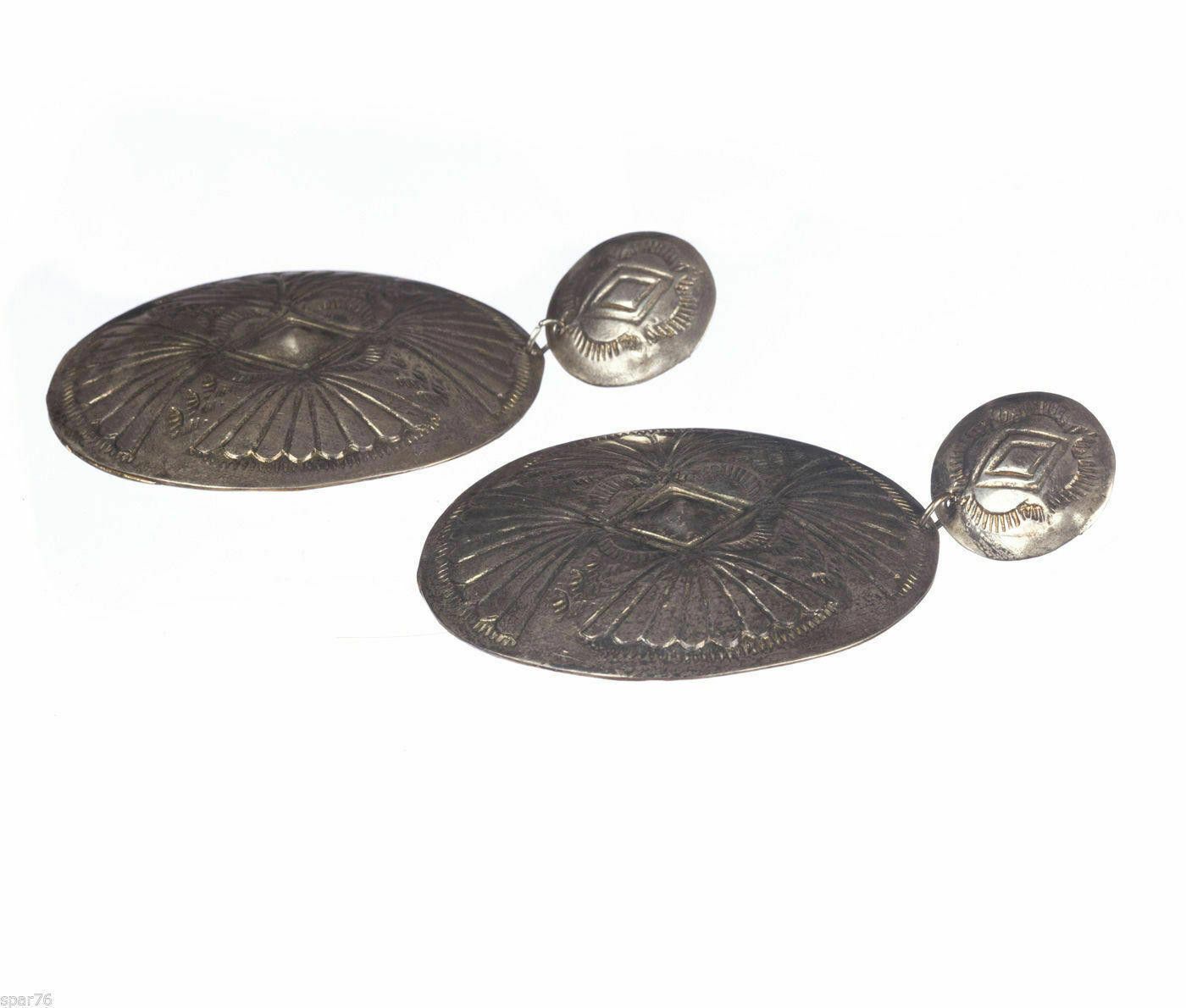 Handmade Sterling Tribal Inspired Concho Chandelier Earrings Alberto Size ONE SIZE - 3 Thumbnail