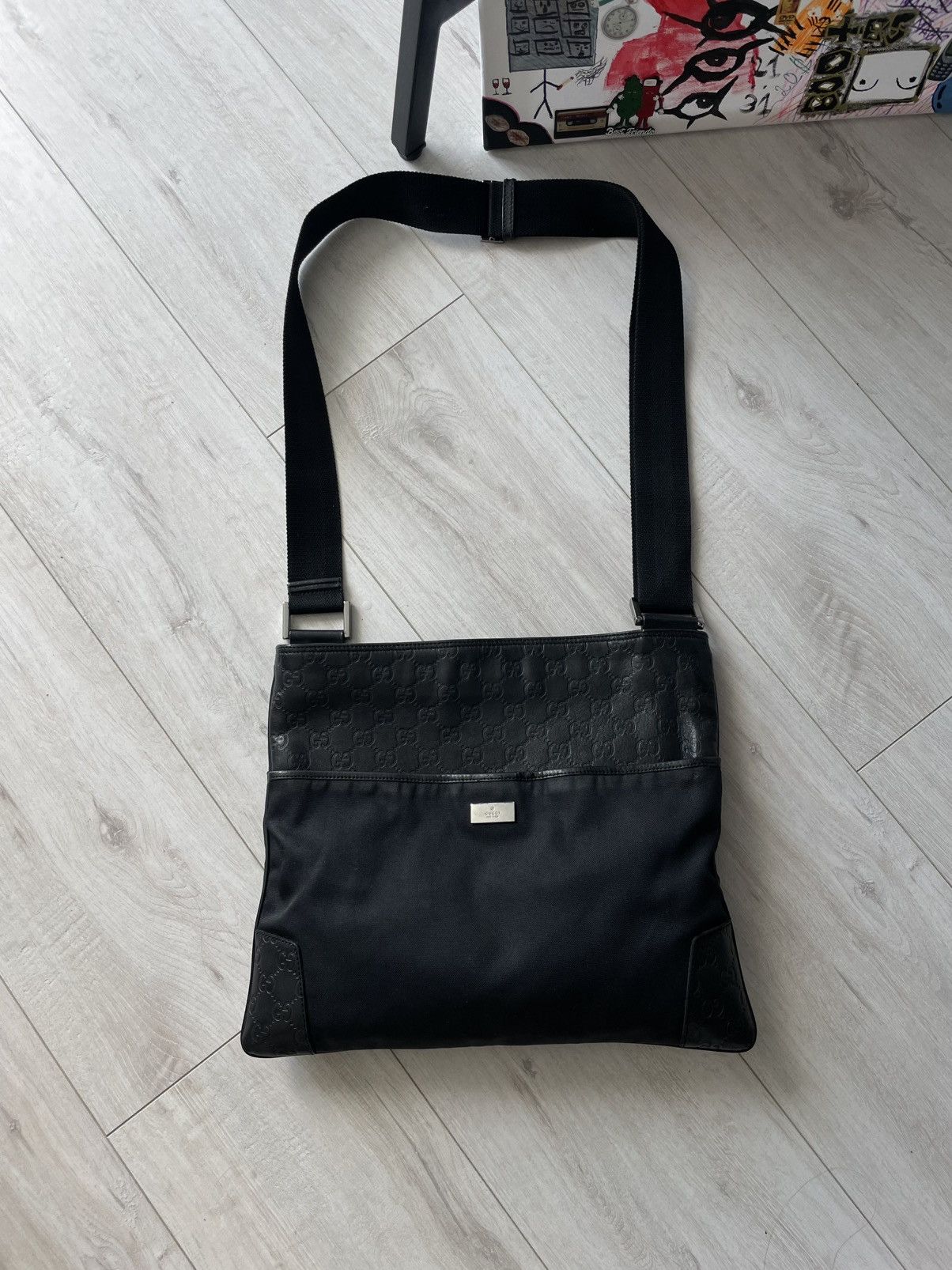 Gucci Gucci Guccissima Messenger Bag Black Monogram Size ONE SIZE - 1 Thumbnail