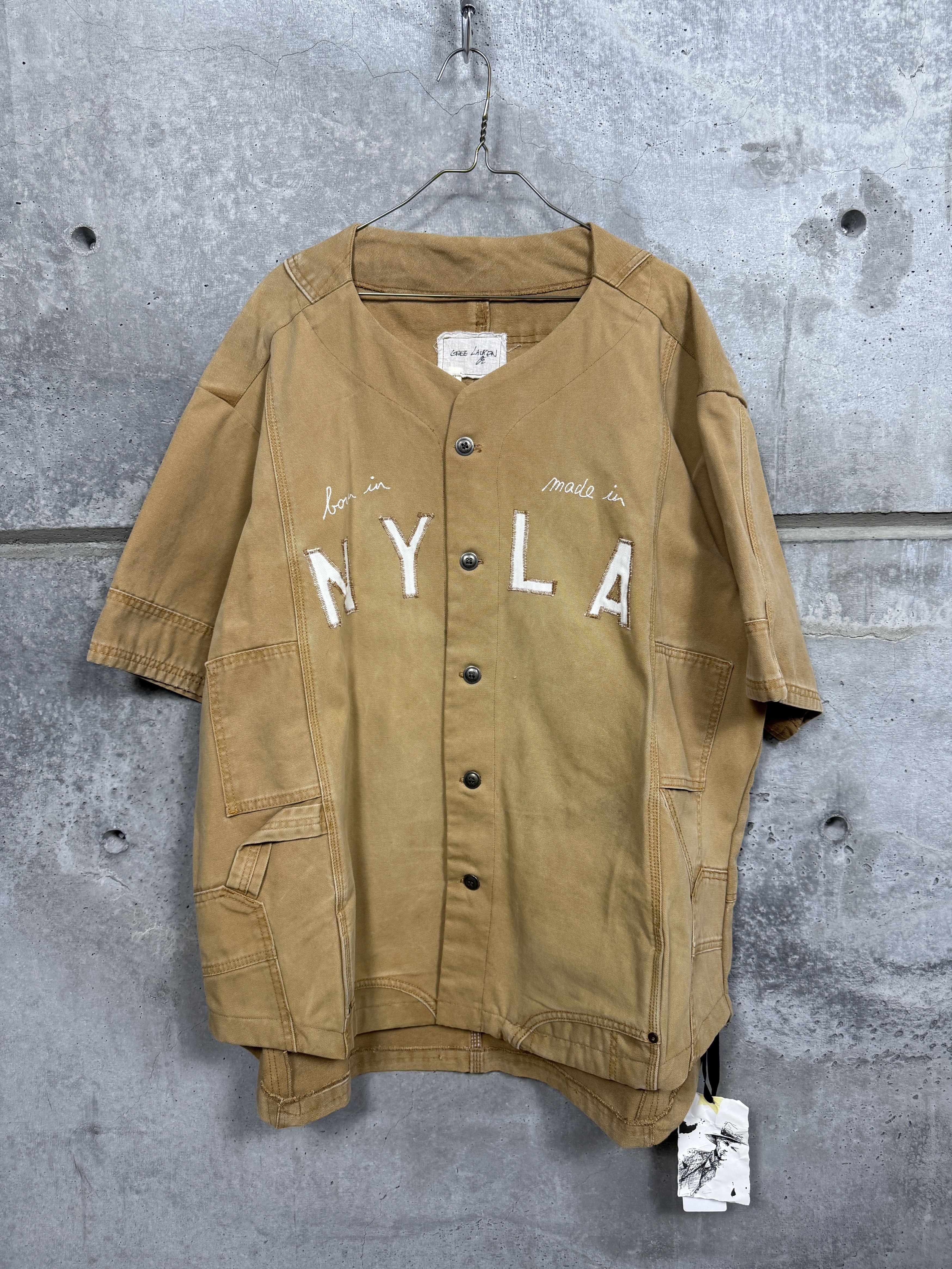 Greg Lauren $1250 Greg Lauren Tan Baseball Shirt Size US XL / EU 56 / 4 - 7 Thumbnail