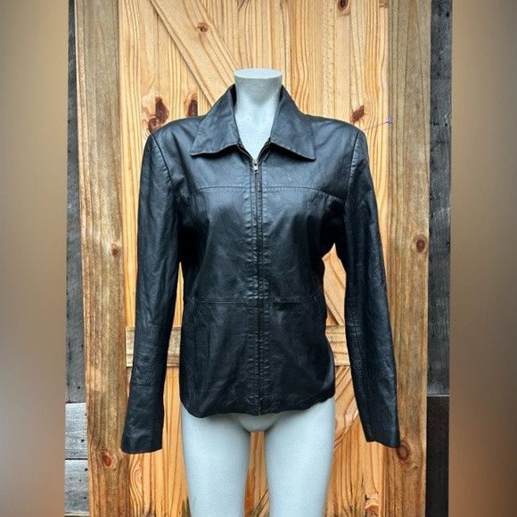 Other John Paul Richard Uniform Womens Short Black Leather Jacket Size L / US 10 / IT 46 - 1 Thumbnail