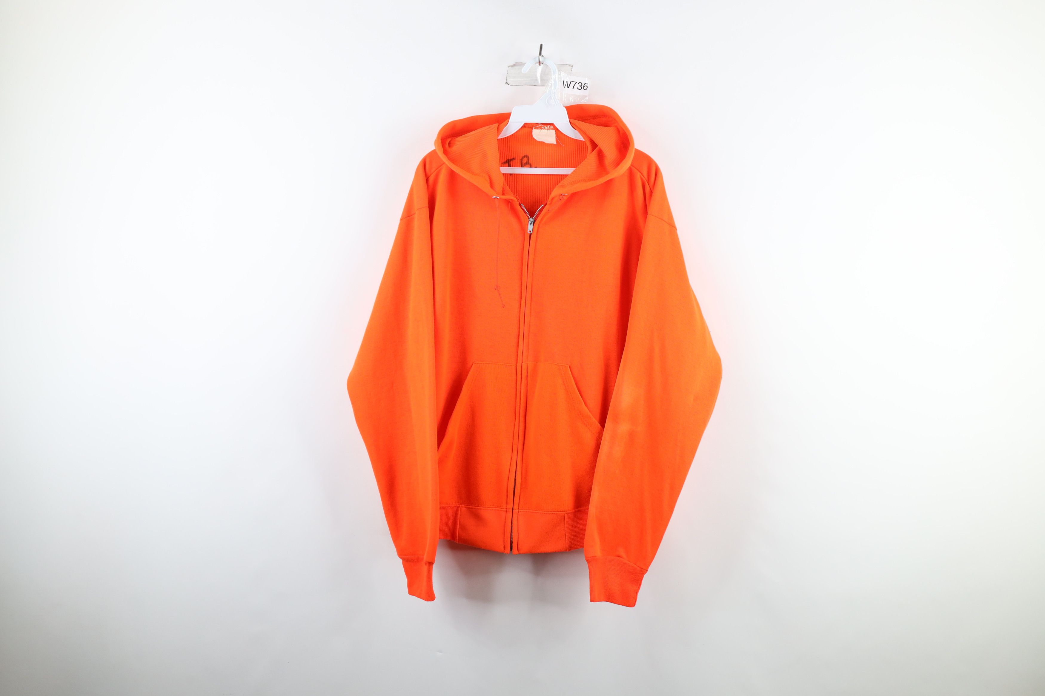 Vintage Vintage 80s Streetwear Full Zip Hoodie Blaze Orange USA Size US L / EU 52-54 / 3 - 1 Thumbnail